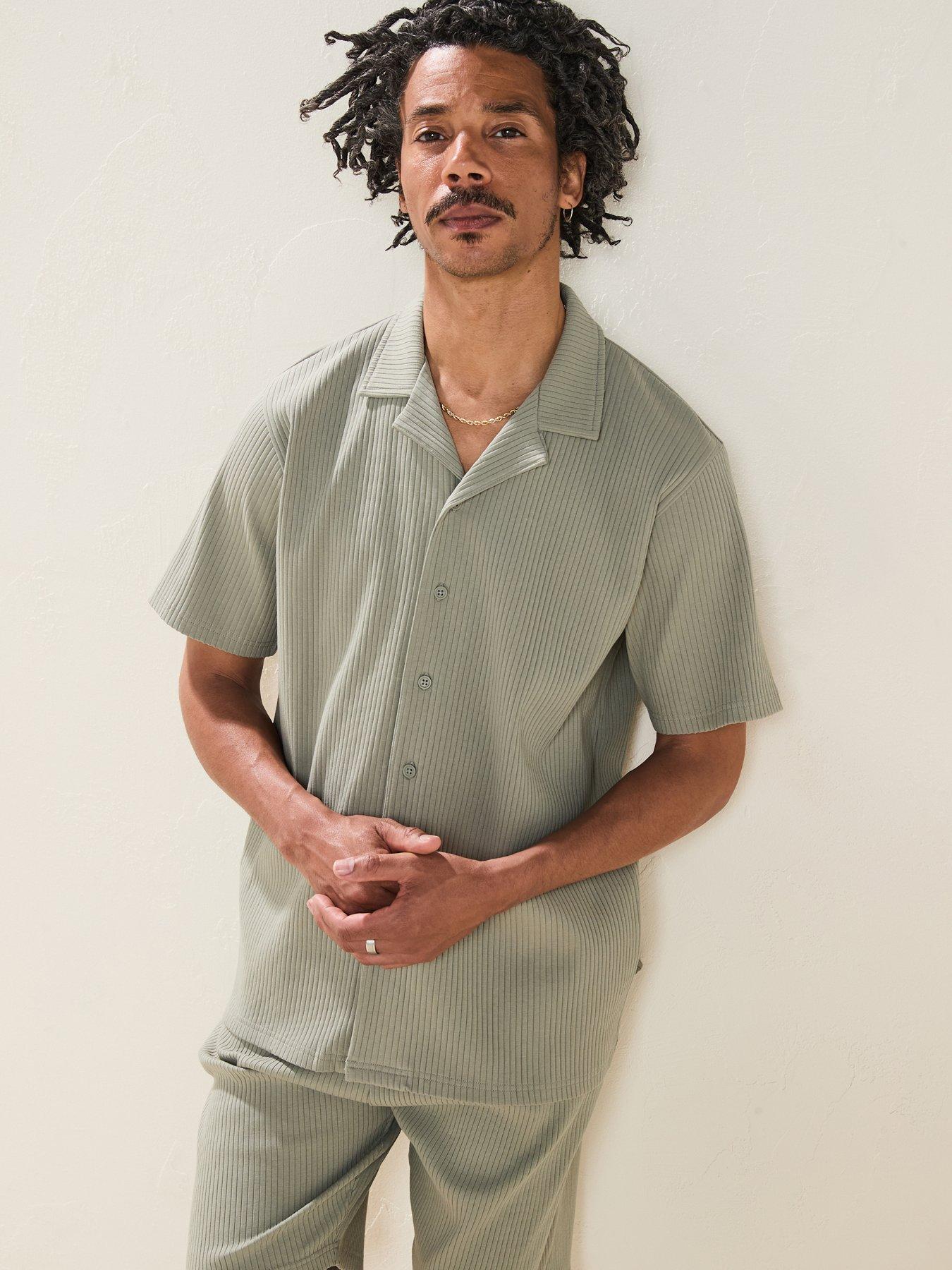 Image 1 of 6 of Very Man Jersey Rib Revere Shirt - Sage