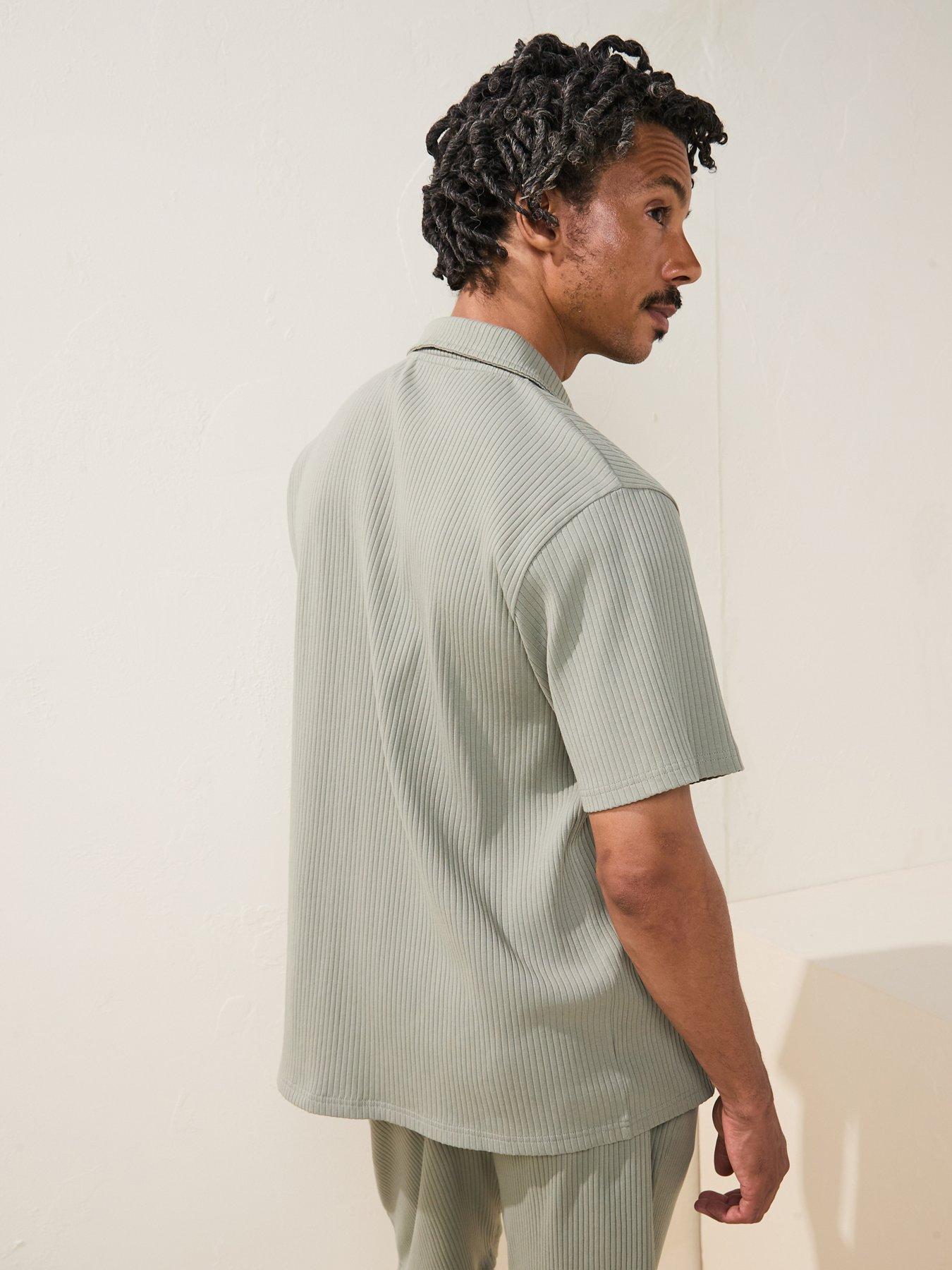 Image 2 of 6 of Very Man Jersey Rib Revere Shirt - Sage