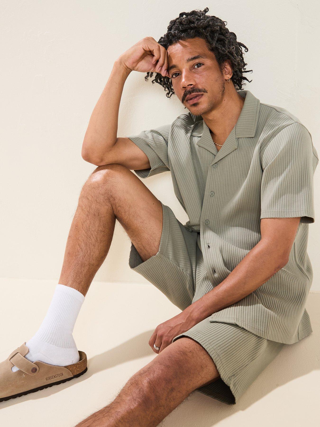 Image 4 of 6 of Very Man Jersey Rib Revere Shirt - Sage