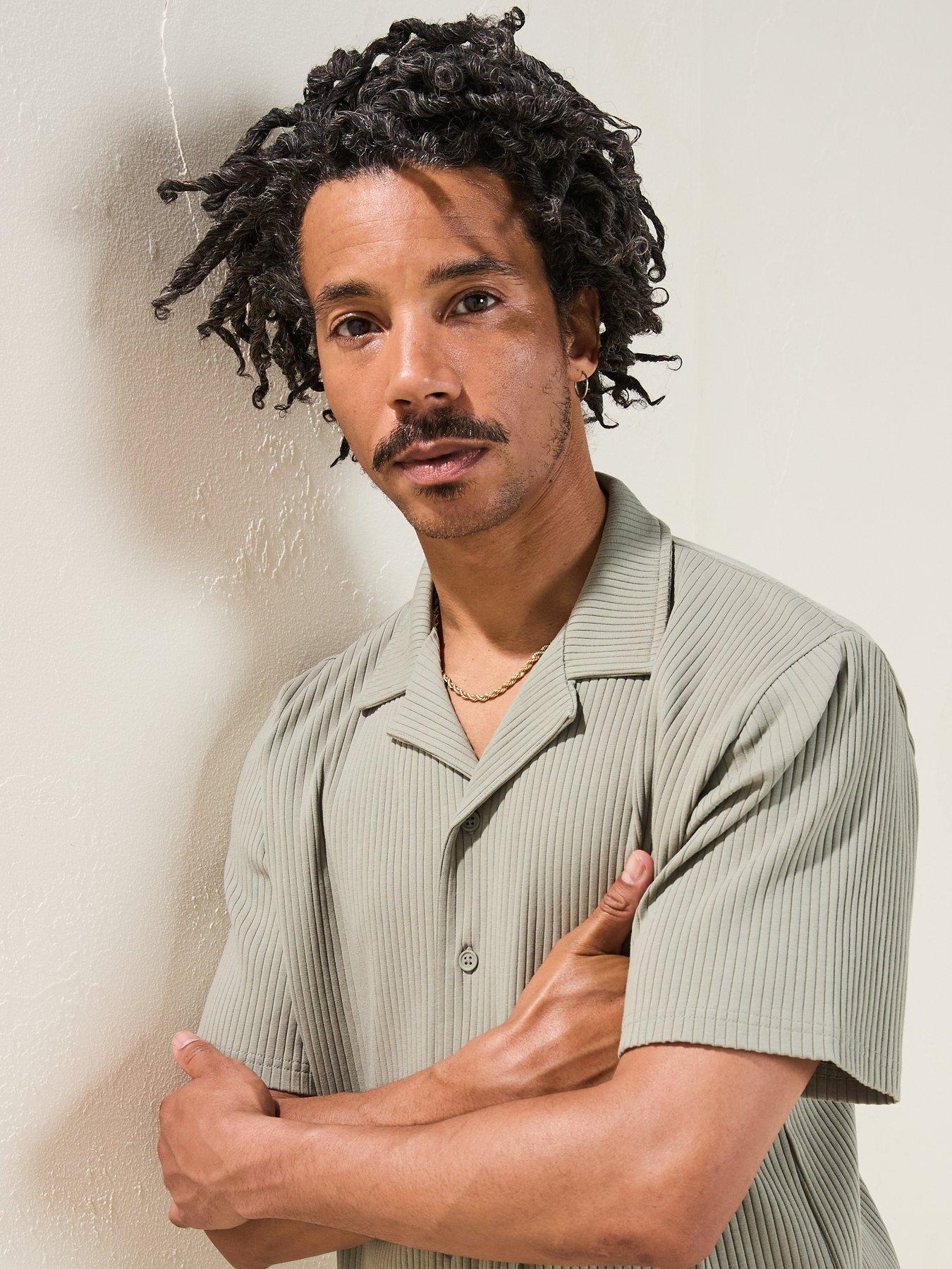 Image 6 of 6 of Very Man Jersey Rib Revere Shirt - Sage