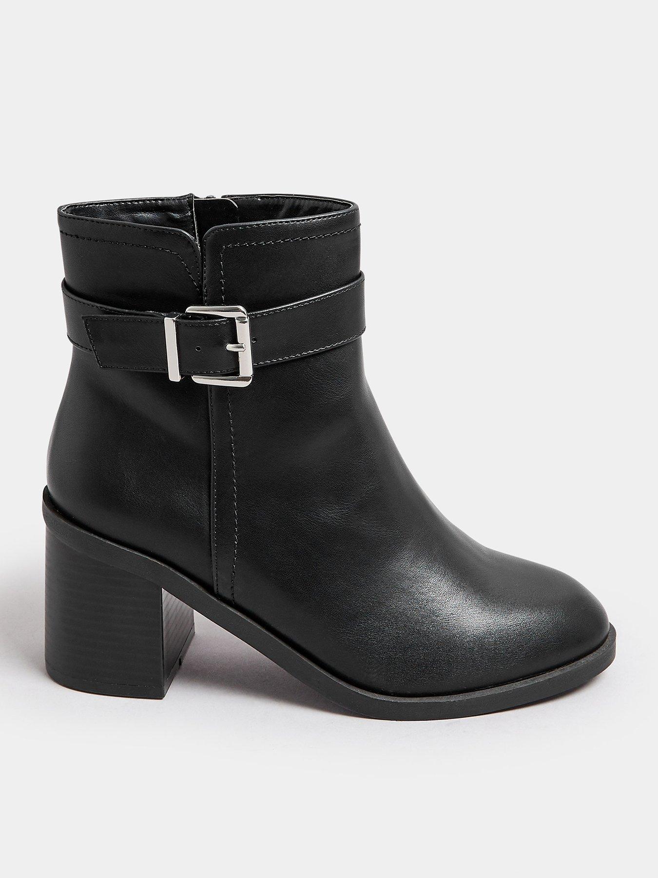 yours-extra-wide-fit-buckle-block-heel-boot