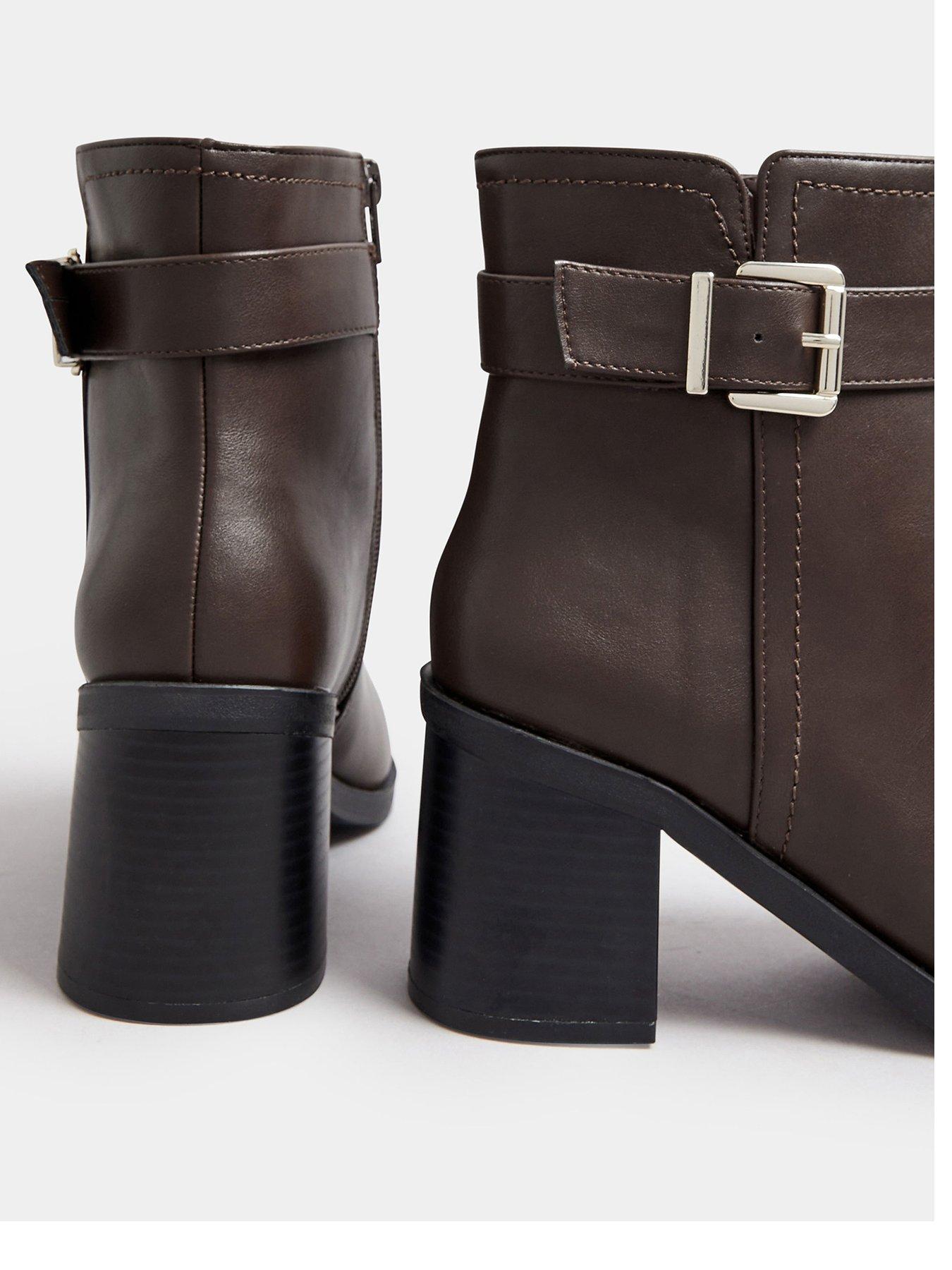 yours-extra-wide-fit-buckle-block-heel-bootback