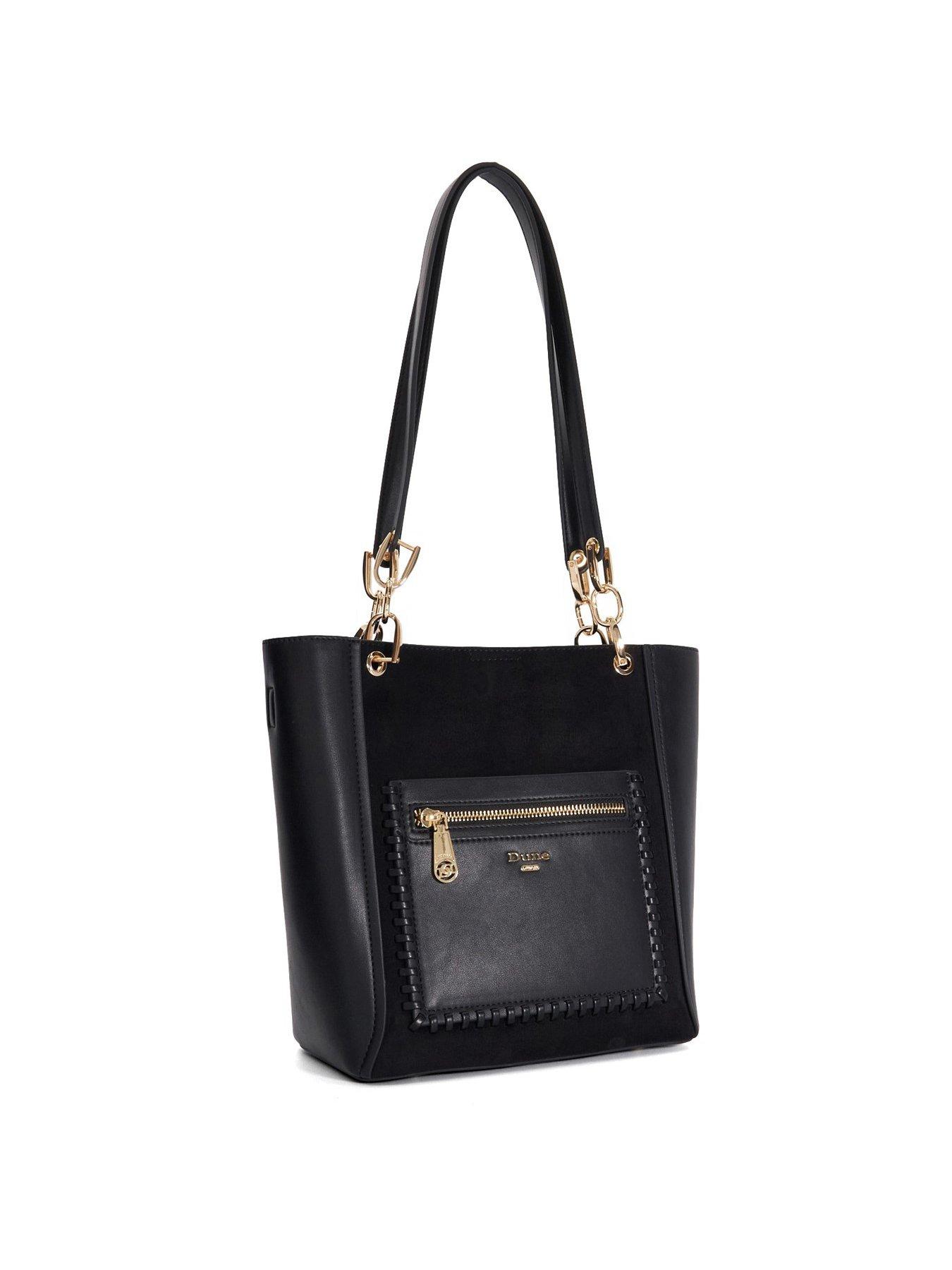 dune-london-duckie-long-handle-logo-tote-blackstillFront