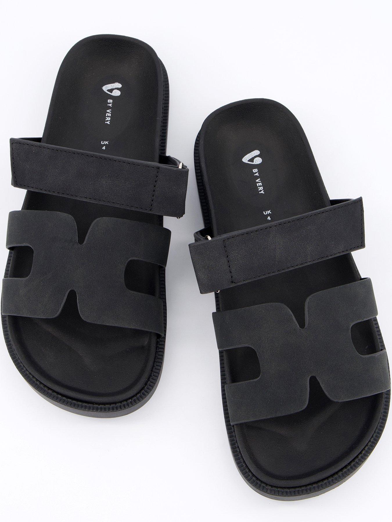 Image 3 of 7 of V by Very Velcro Strap Footbed Slider Sandal - Black