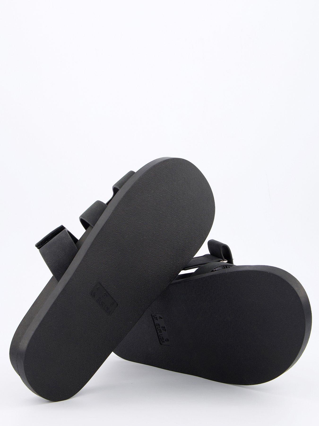 Image 4 of 7 of V by Very Velcro Strap Footbed Slider Sandal - Black