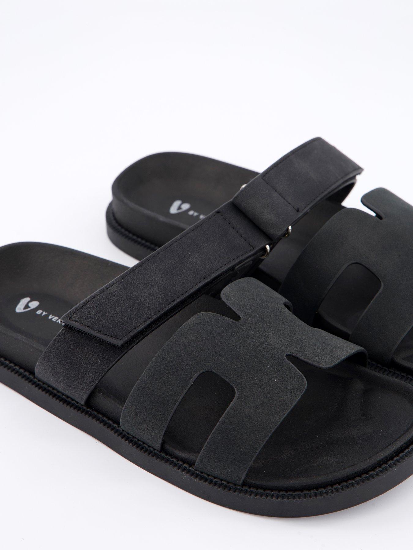 Image 5 of 7 of V by Very Velcro Strap Footbed Slider Sandal - Black