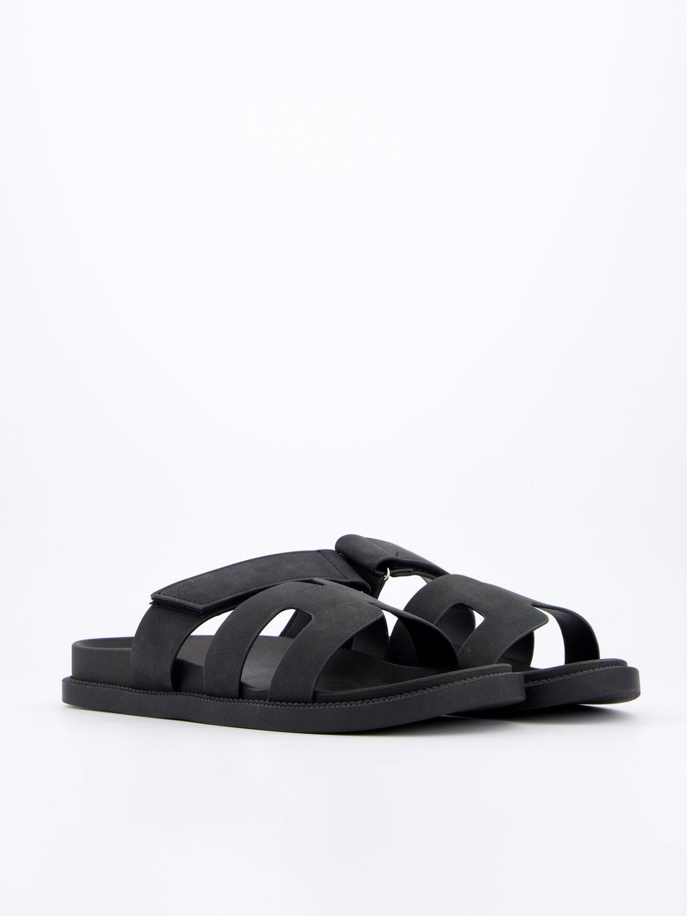Image 6 of 7 of V by Very Velcro Strap Footbed Slider Sandal - Black