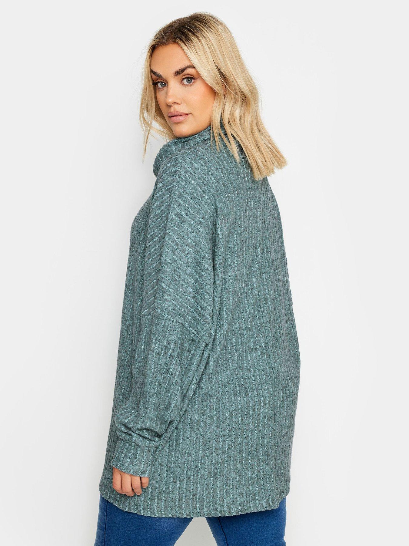 yours-curve-ribbed-turtle-neck-jumper-bluestillFront