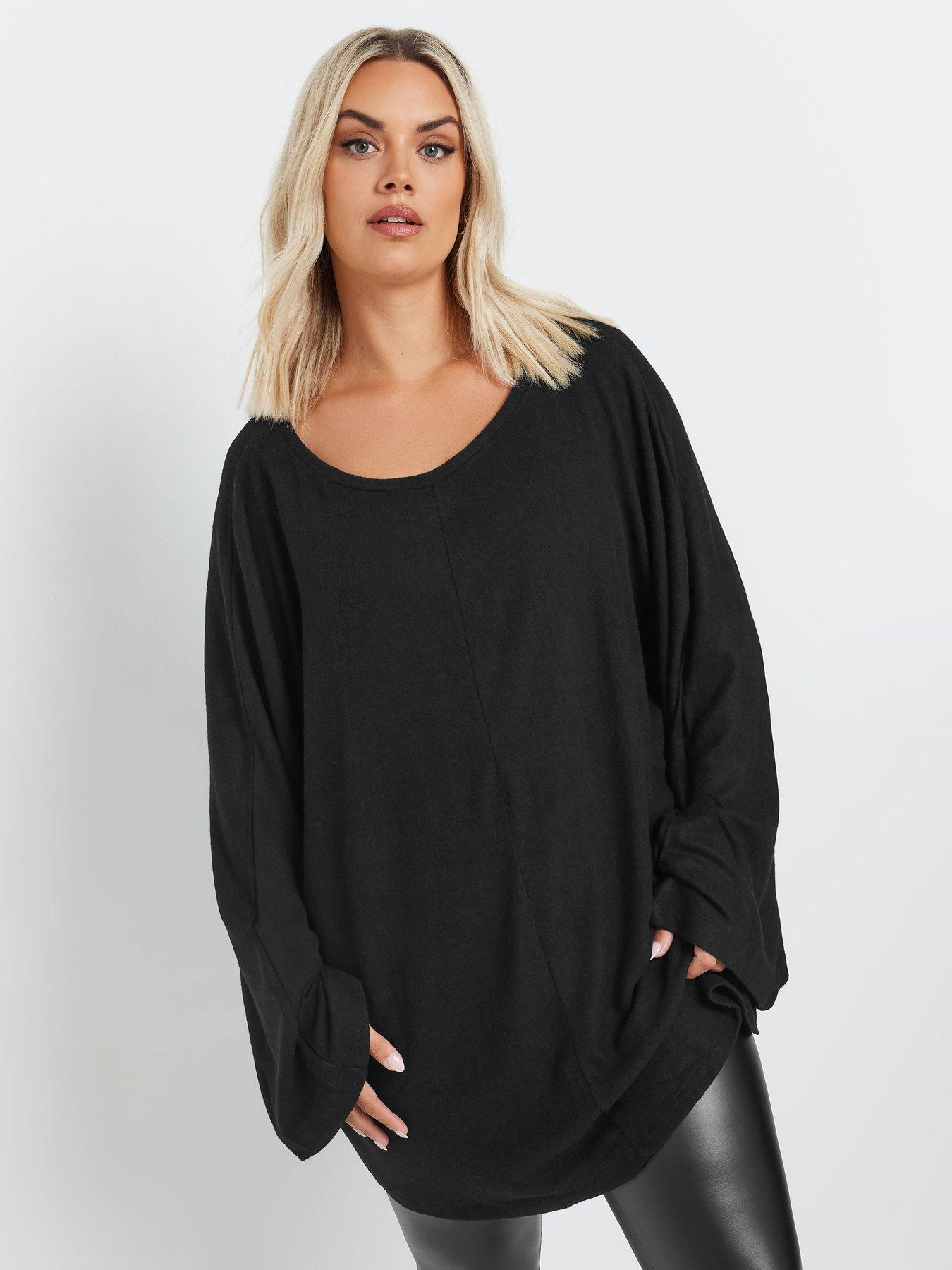 yours-curve-batwing-sleeve-soft-touch-jumper-blackfront