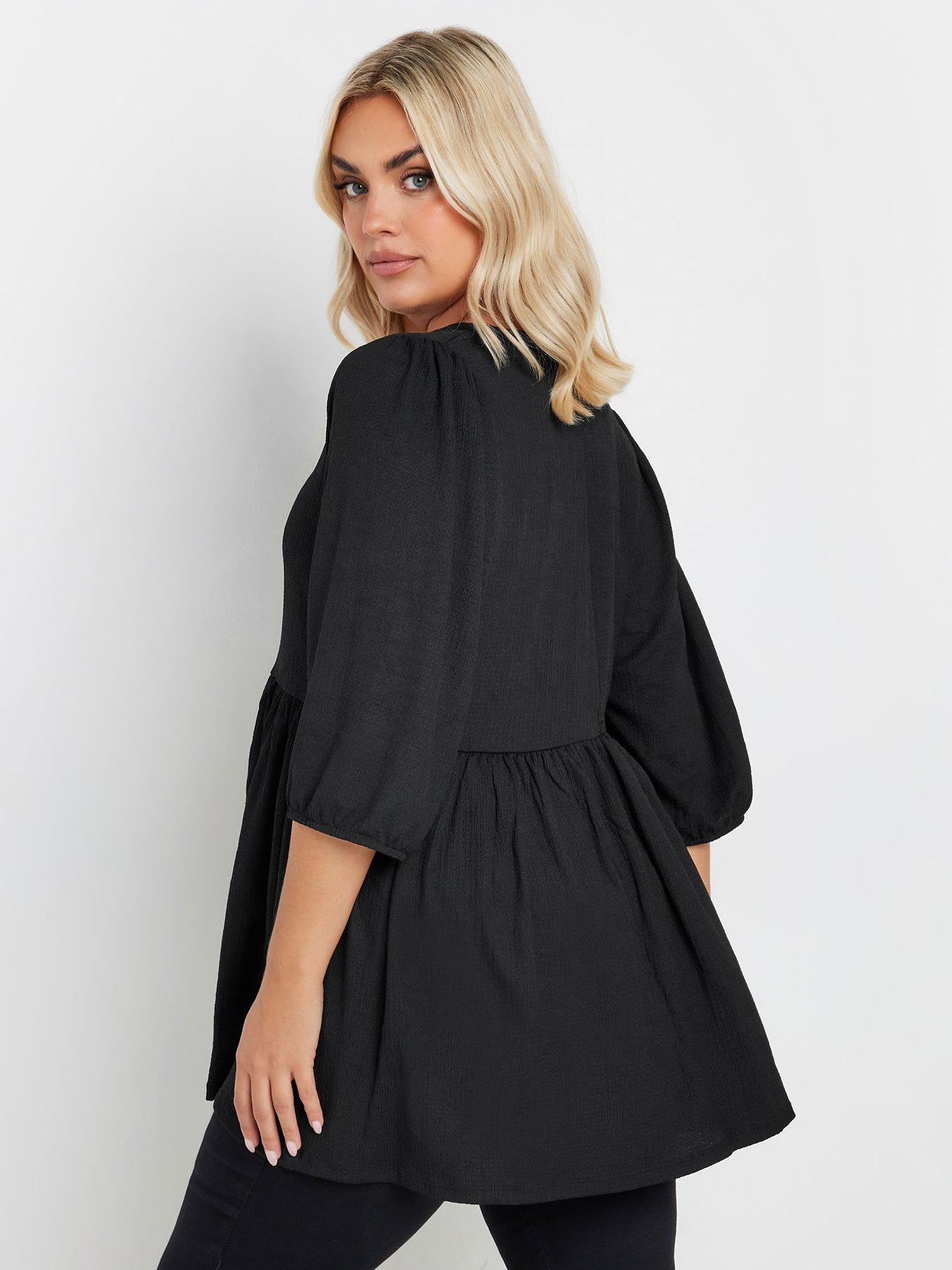 yours-curve-smock-top-blackstillFront