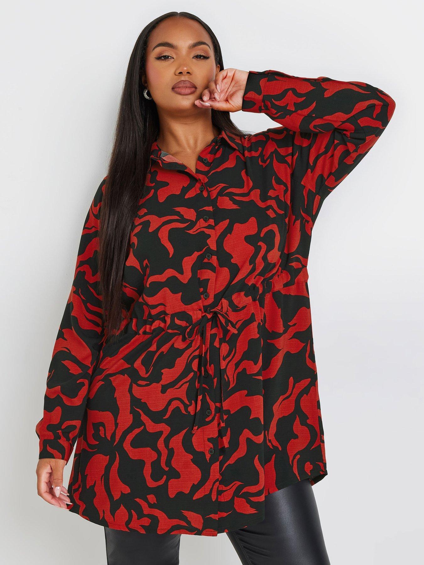 yours-curve-floral-utility-tunic-black