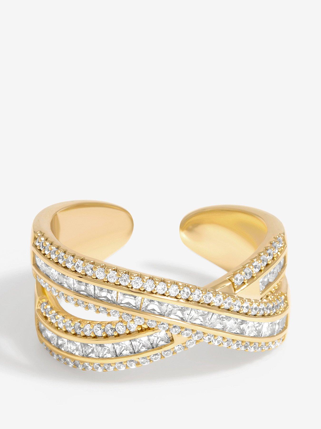 jon-richard-gold-plated-cubic-zirconia-cross-over-ringfront