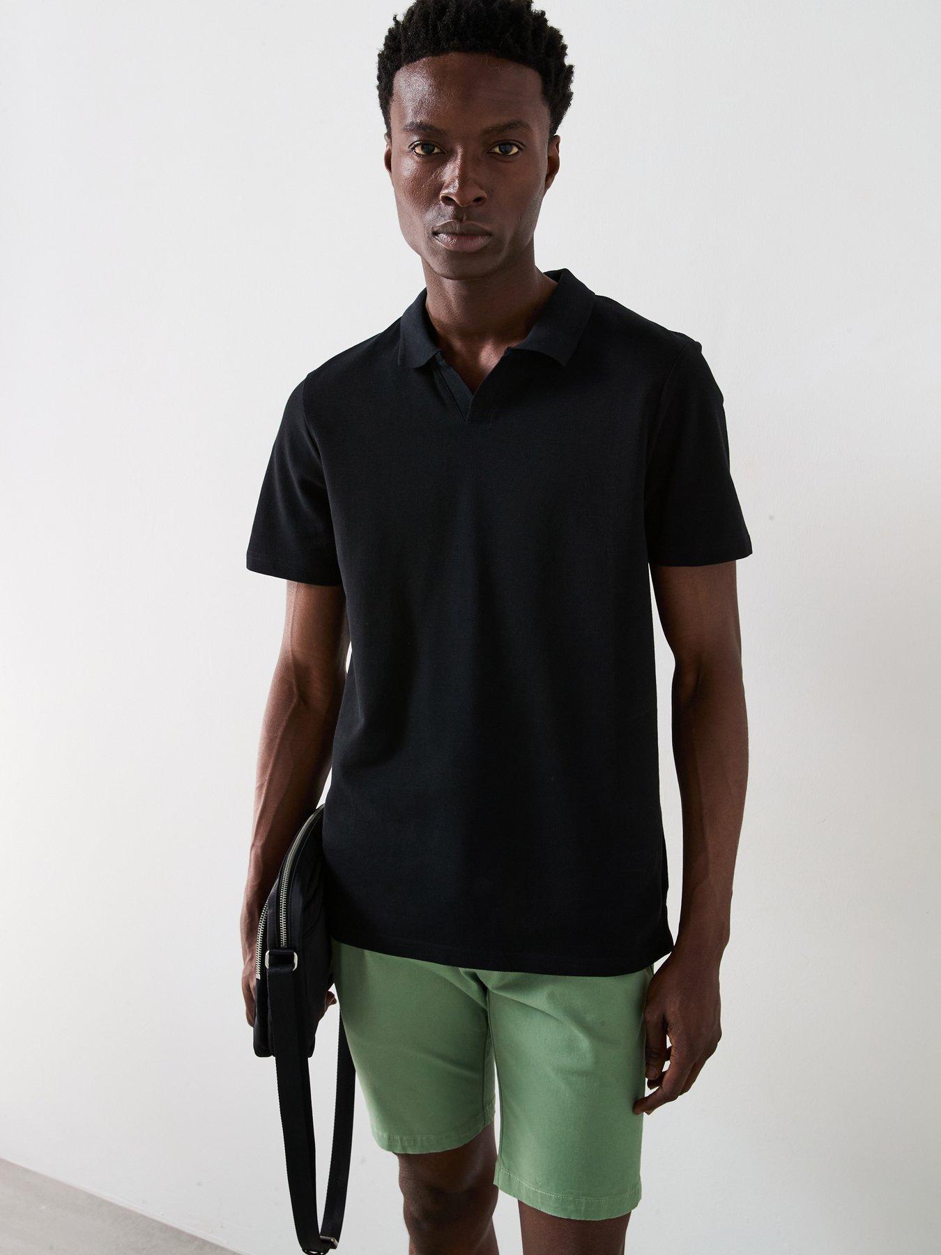 Image of Everyday Pique Cuban Collar Polo Shirt - Black