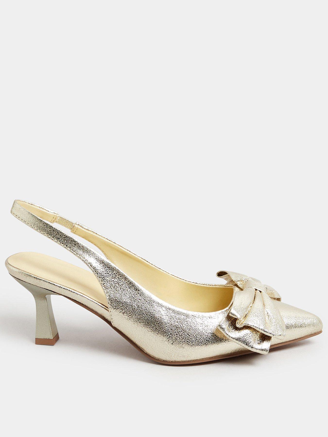 yours-extra-wide-fit-bow-slingback-heels-gold