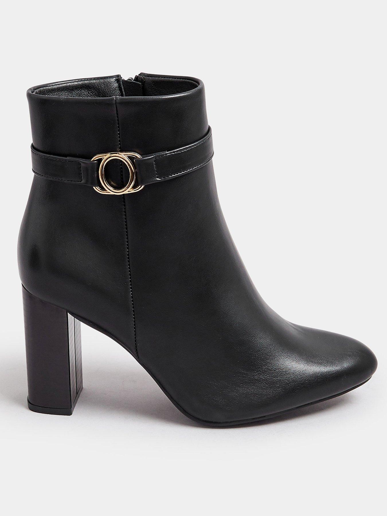 yours-extra-wide-fit-trim-detail-block-ankle-boot-black