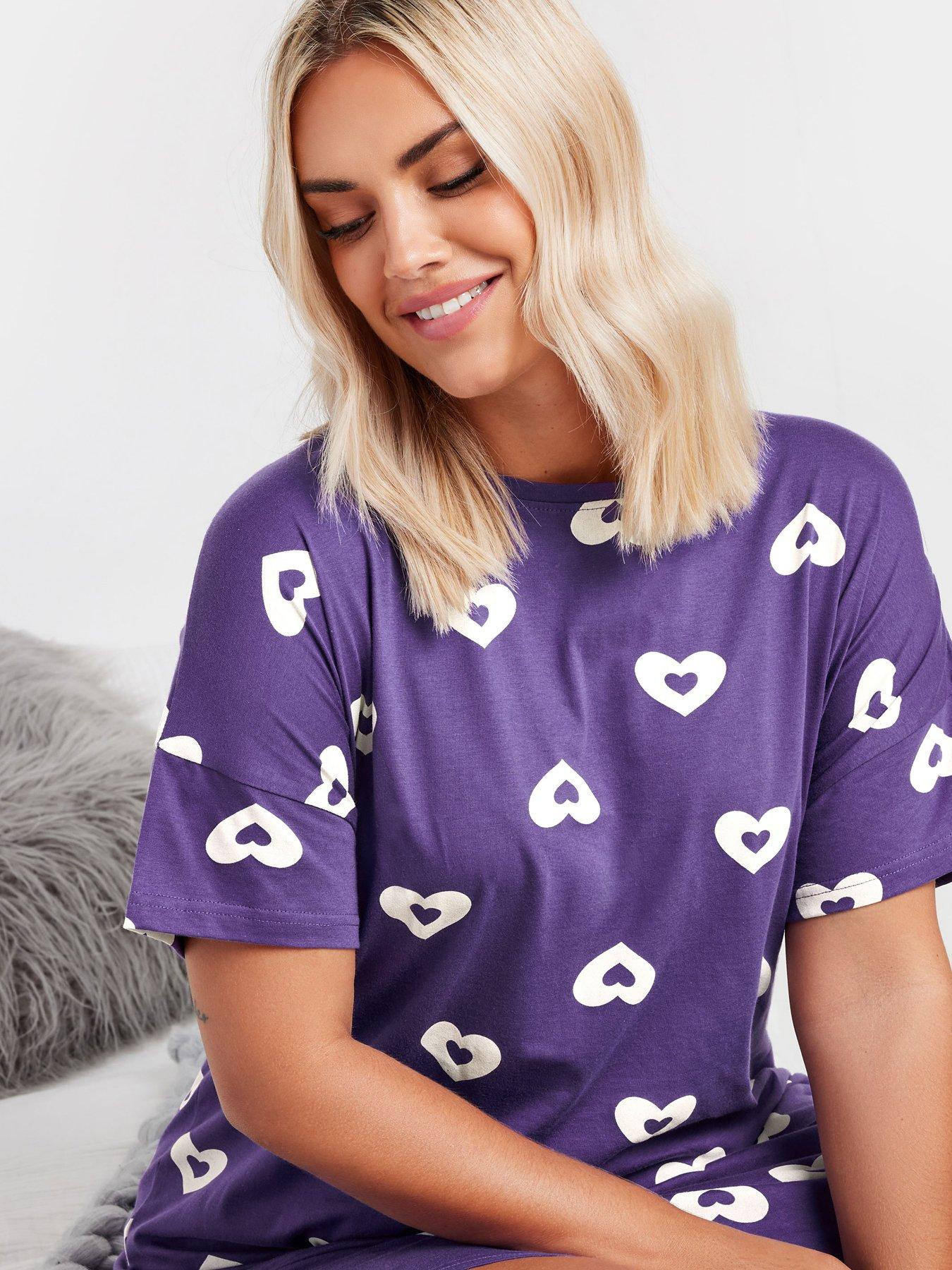 yours-curve-double-heart-sleep-tee-purpleoutfit