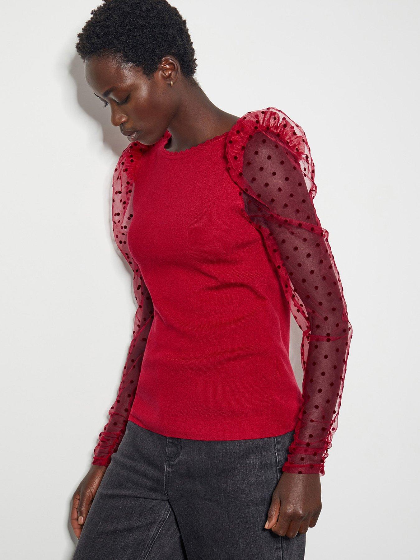 monsoon-mimi-mesh-sleeve-jumper-red