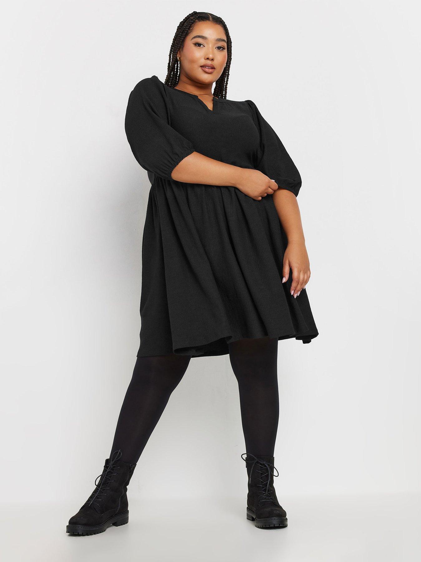 yours-curve-textured-short-dress-blackback