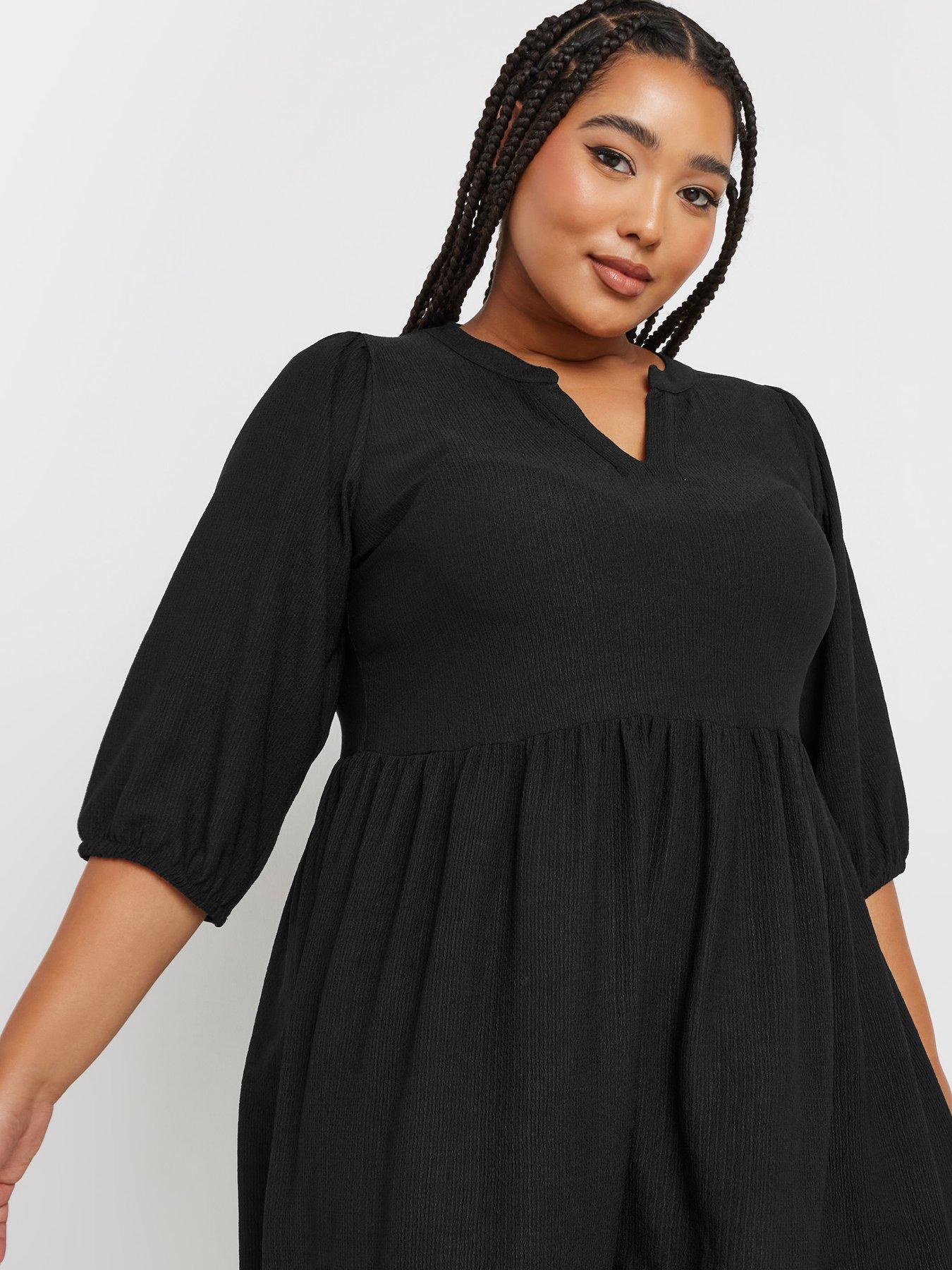 yours-curve-textured-short-dress-blackoutfit