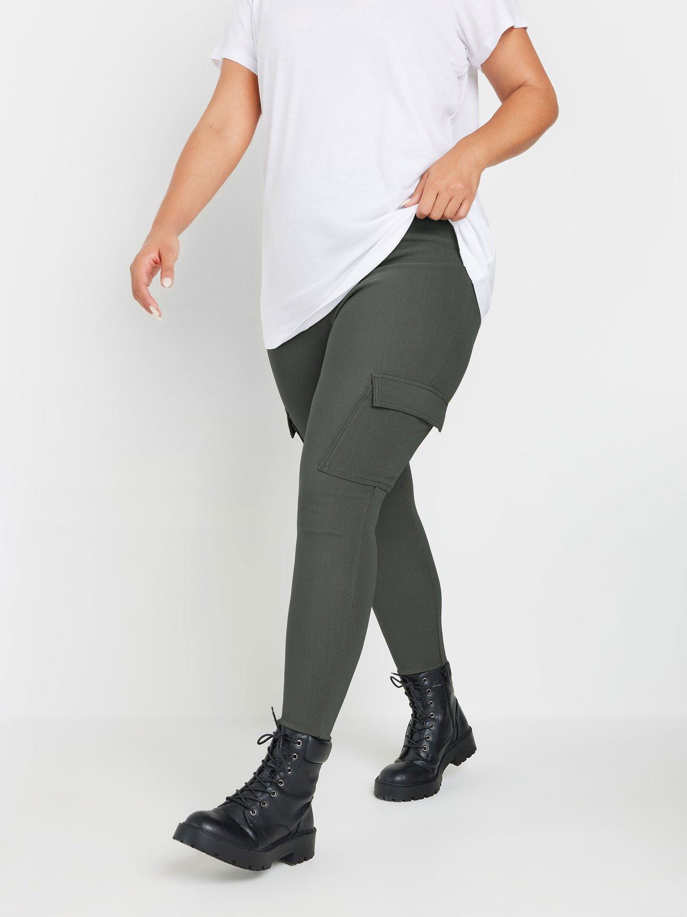 yours-curve-cargo-ribbed-legging-grey