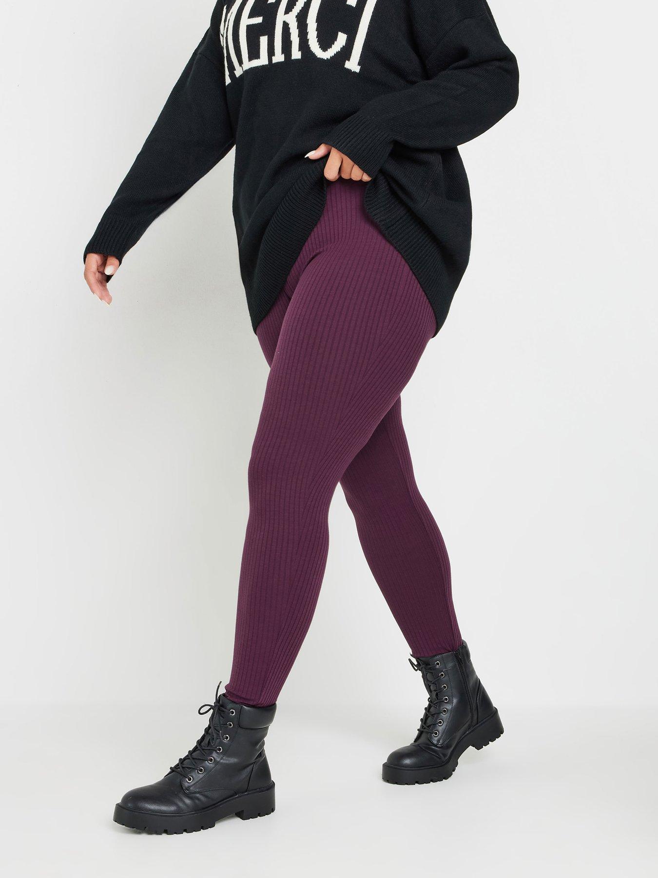 yours-curve-ribbed-legging-purple