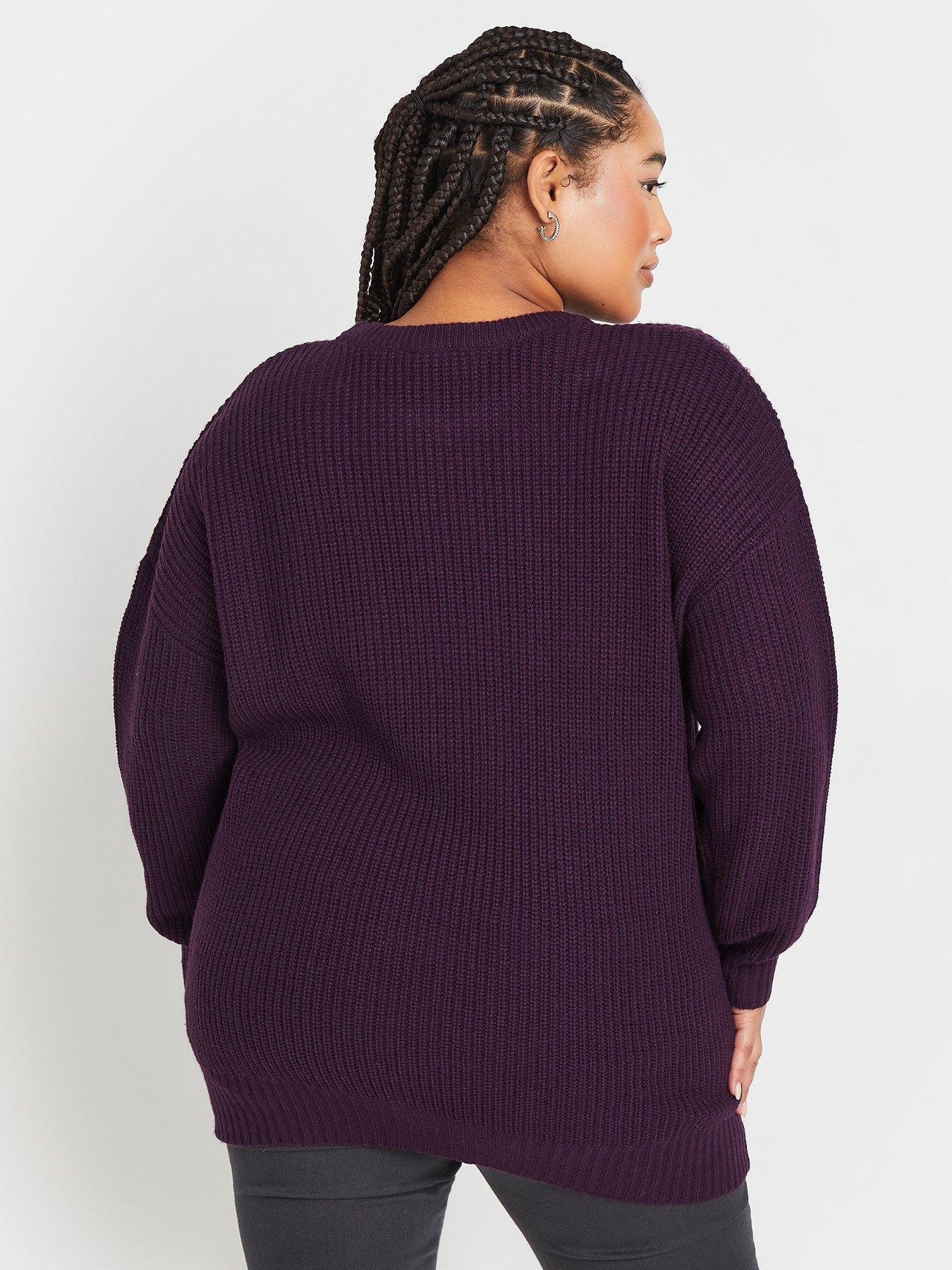 yours-curve-diamante-embellished-shoulder-jumper-purplestillFront