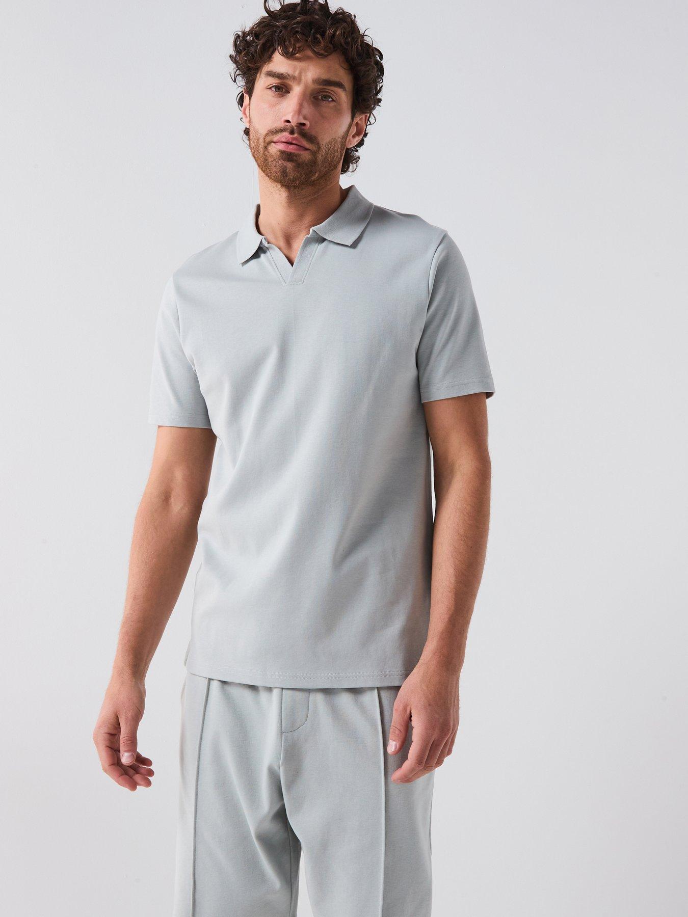 undefined Interlock Notch Polo - Light Grey