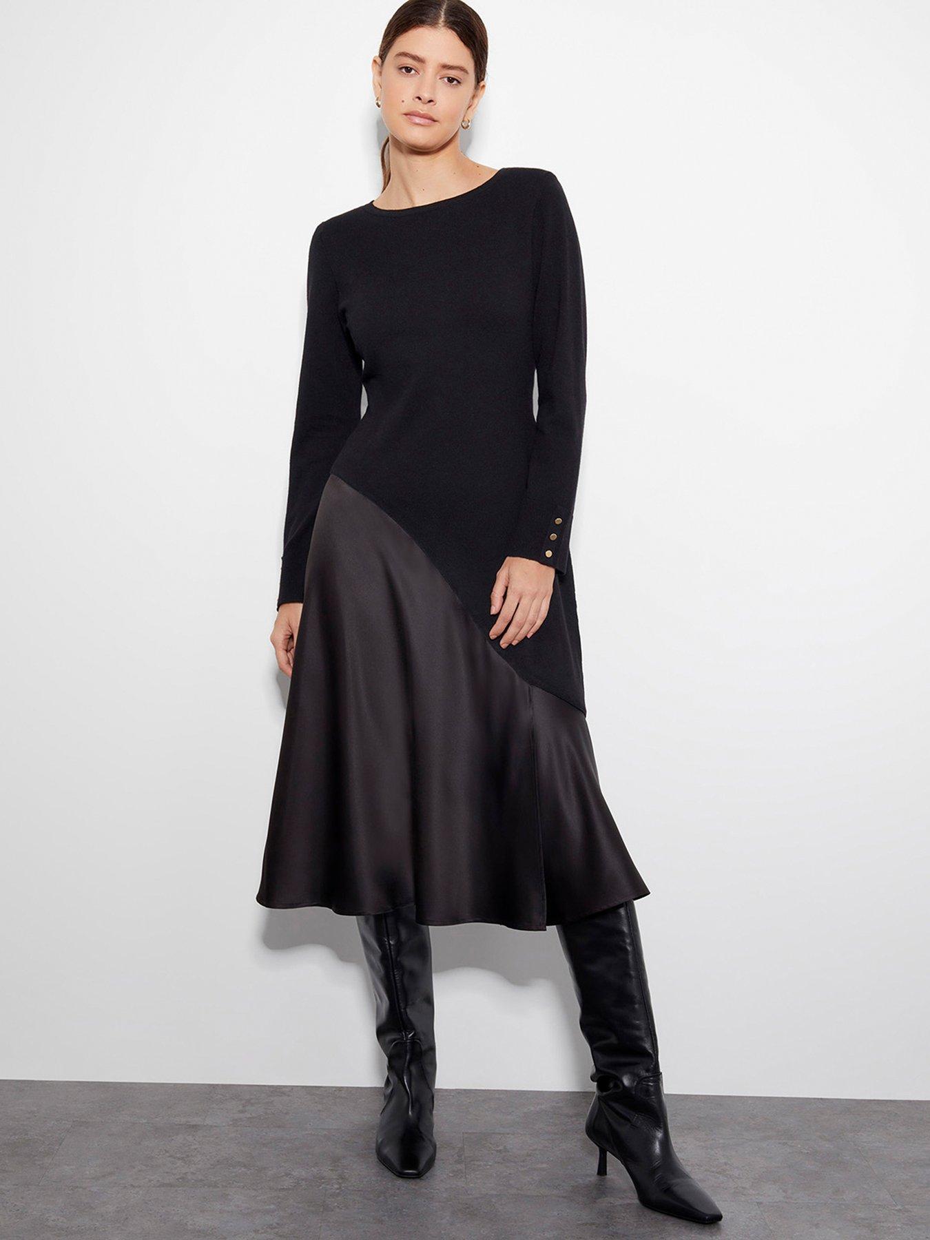 monsoon-saz-satin-knit-dress-blackfront