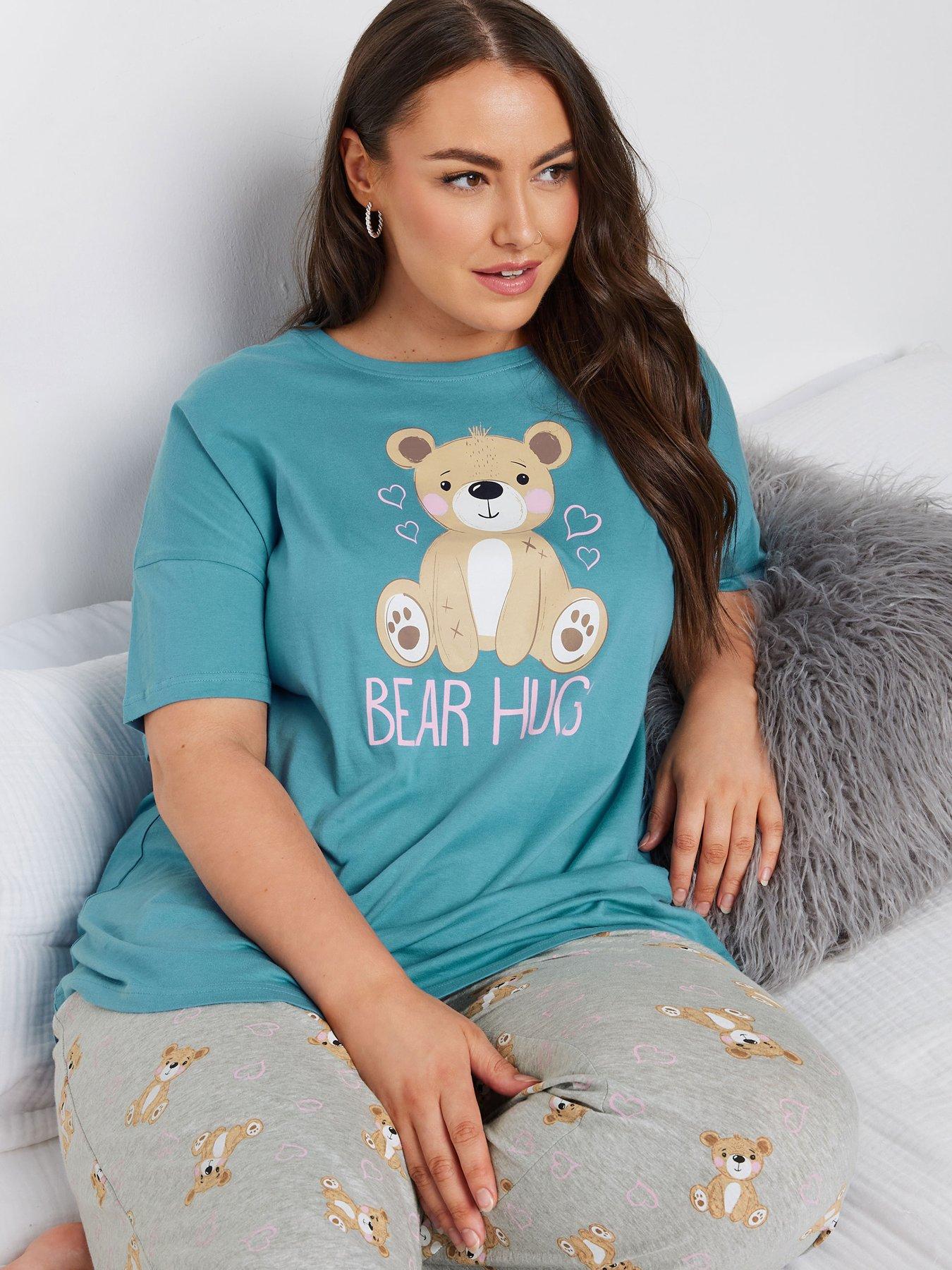 yours-curve-bear-hugs-short-sleeve-wide-leg-pj-setoutfit