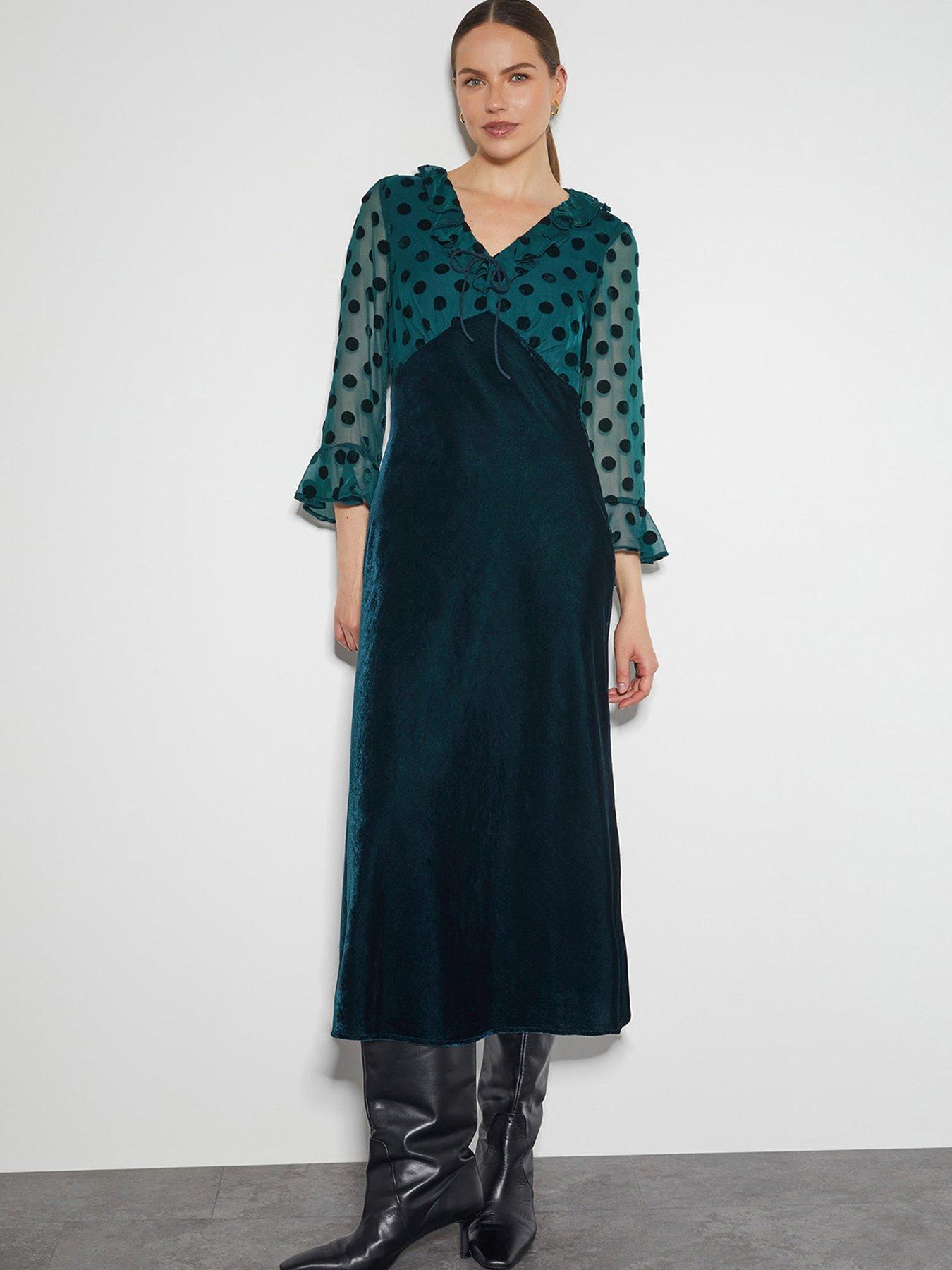 monsoon-dora-spot-dress-blue