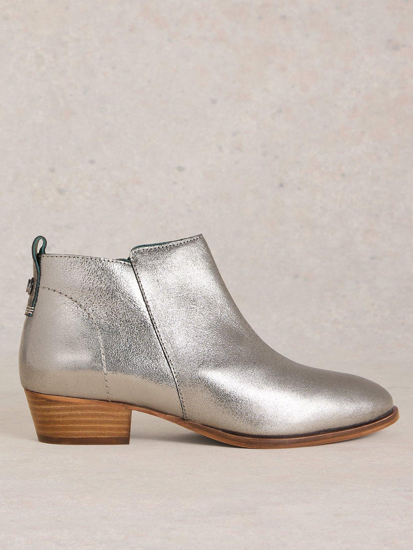 Image 1 of 4 of White Stuff Willow Leather Ankle Boot - Grey