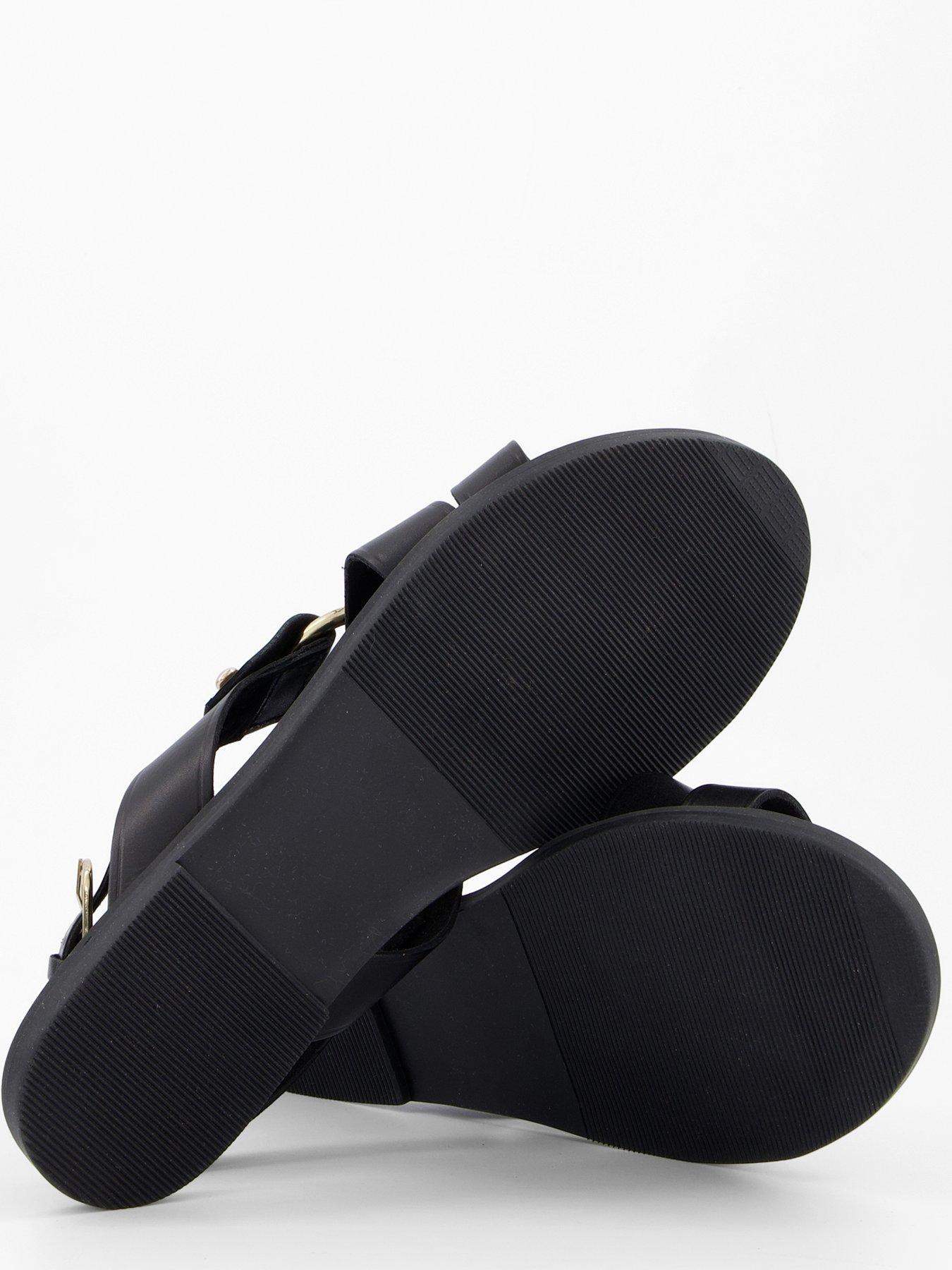Image 4 of 6 of V by Very Wide Fit Leather Strappy Sandal - Black