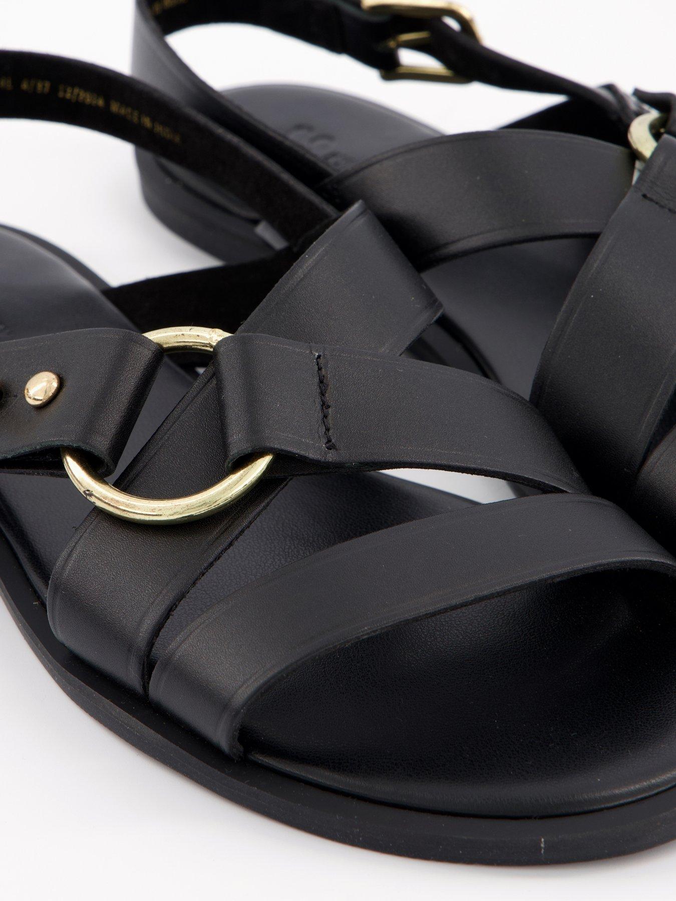Image 5 of 6 of V by Very Wide Fit Leather Strappy Sandal - Black