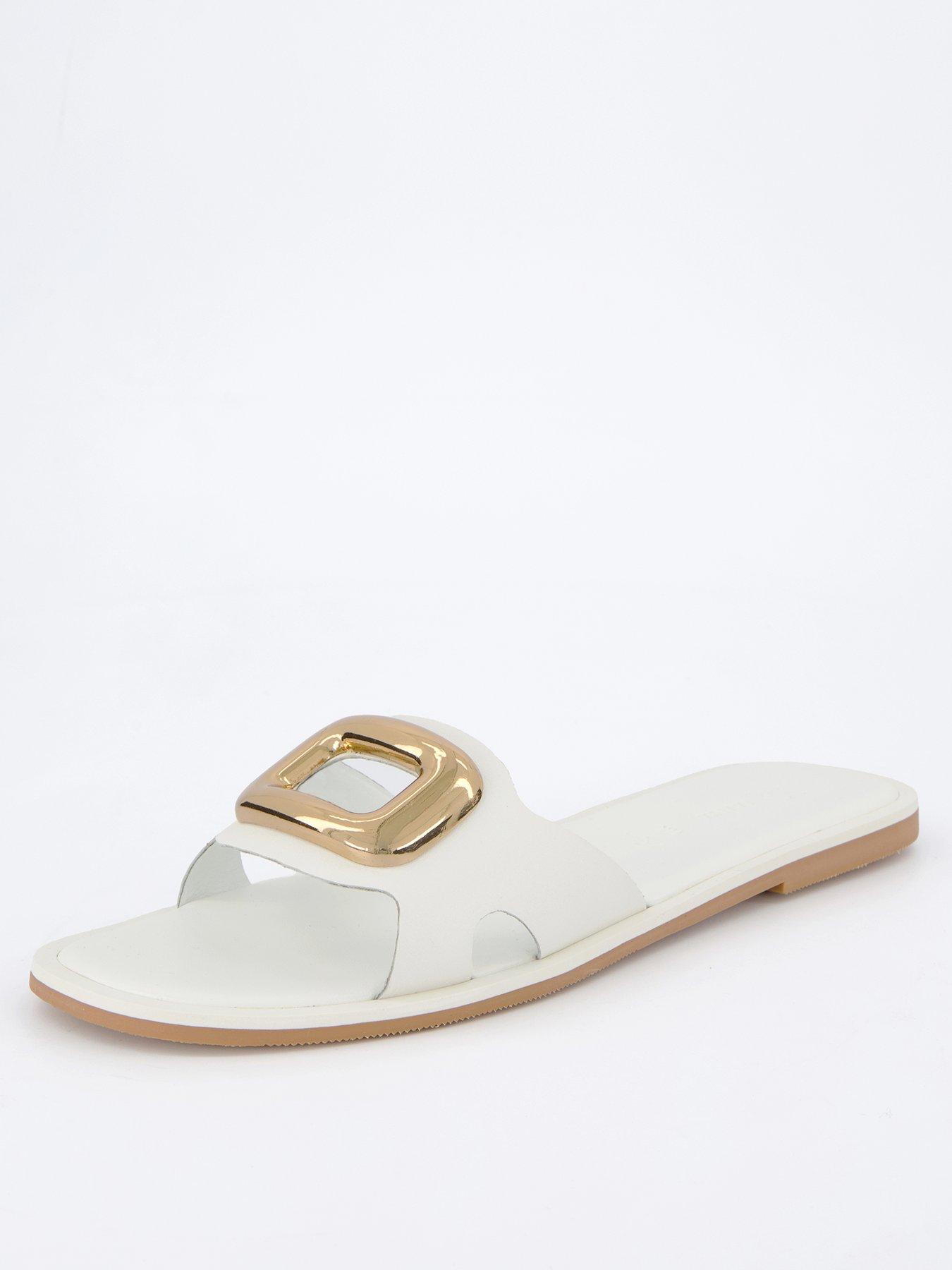 Image 1 of 6 of V by Very Large Metal Eyelet Slider - White