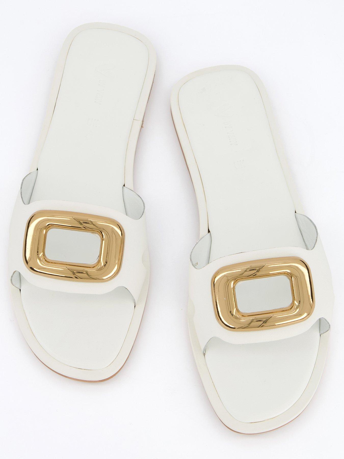 Image 3 of 6 of V by Very Large Metal Eyelet Slider - White