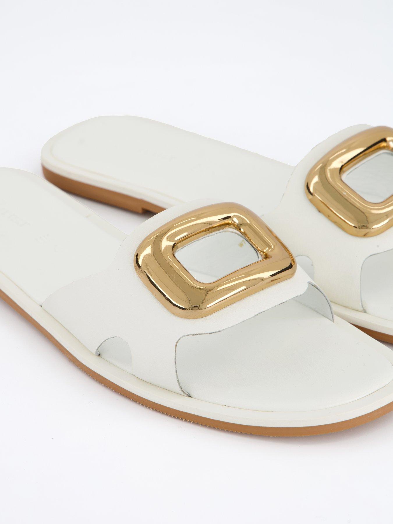 Image 5 of 6 of V by Very Large Metal Eyelet Slider - White