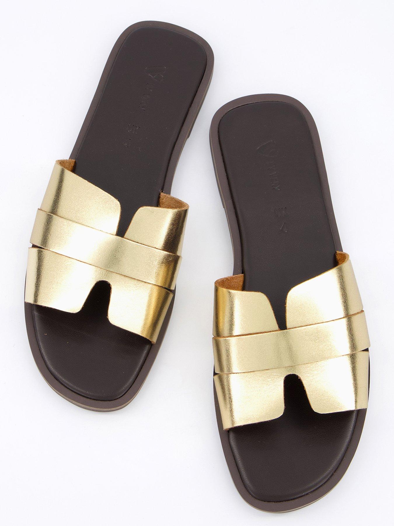 Image 3 of 6 of V by Very Leather Slider -&nbsp;Gold