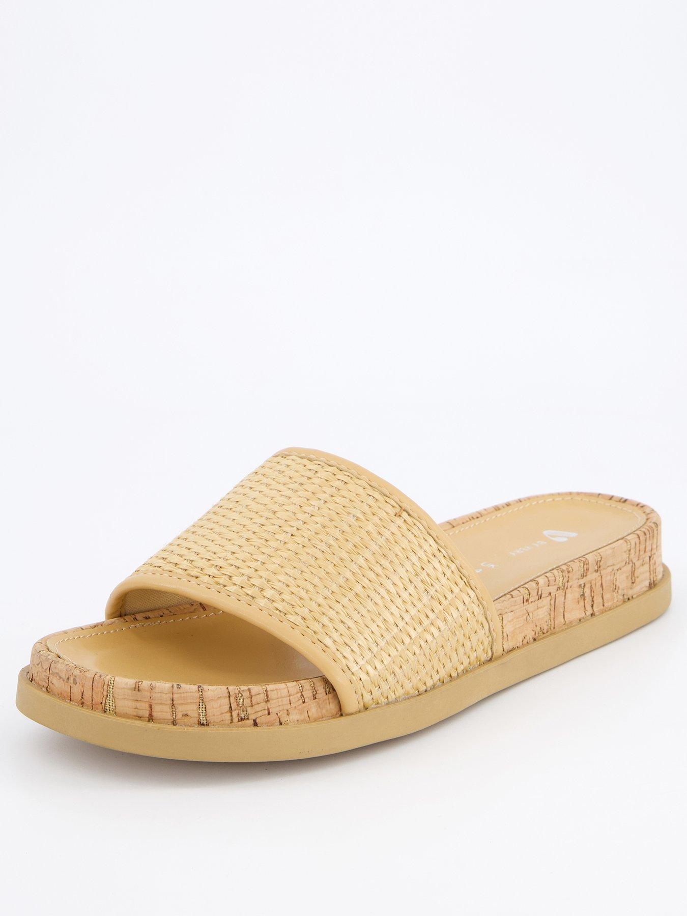 V by Very Raffia Cork Slider - Natural