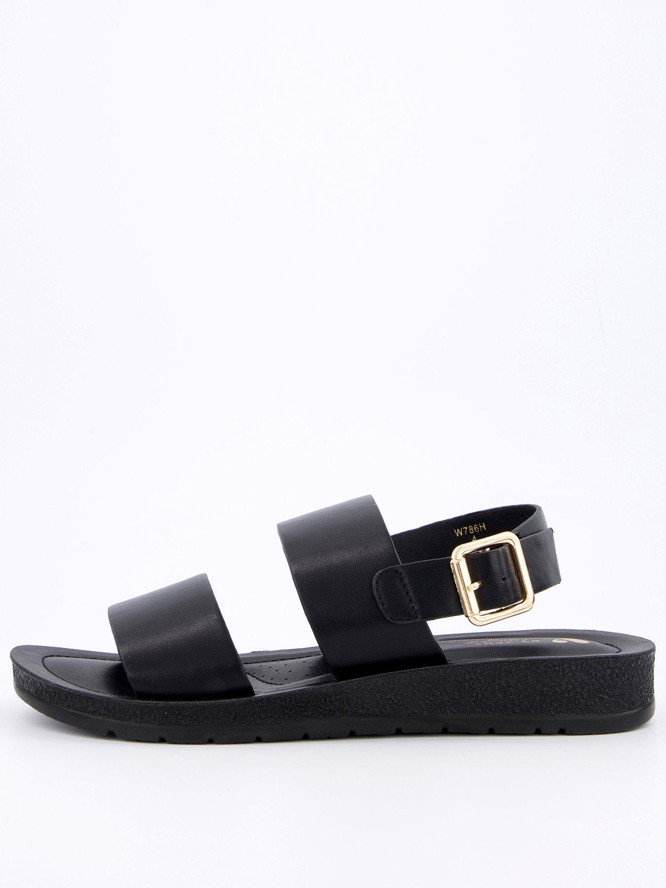 Image of V by Very Comfort Comfort Twin Strap Sandals - Black