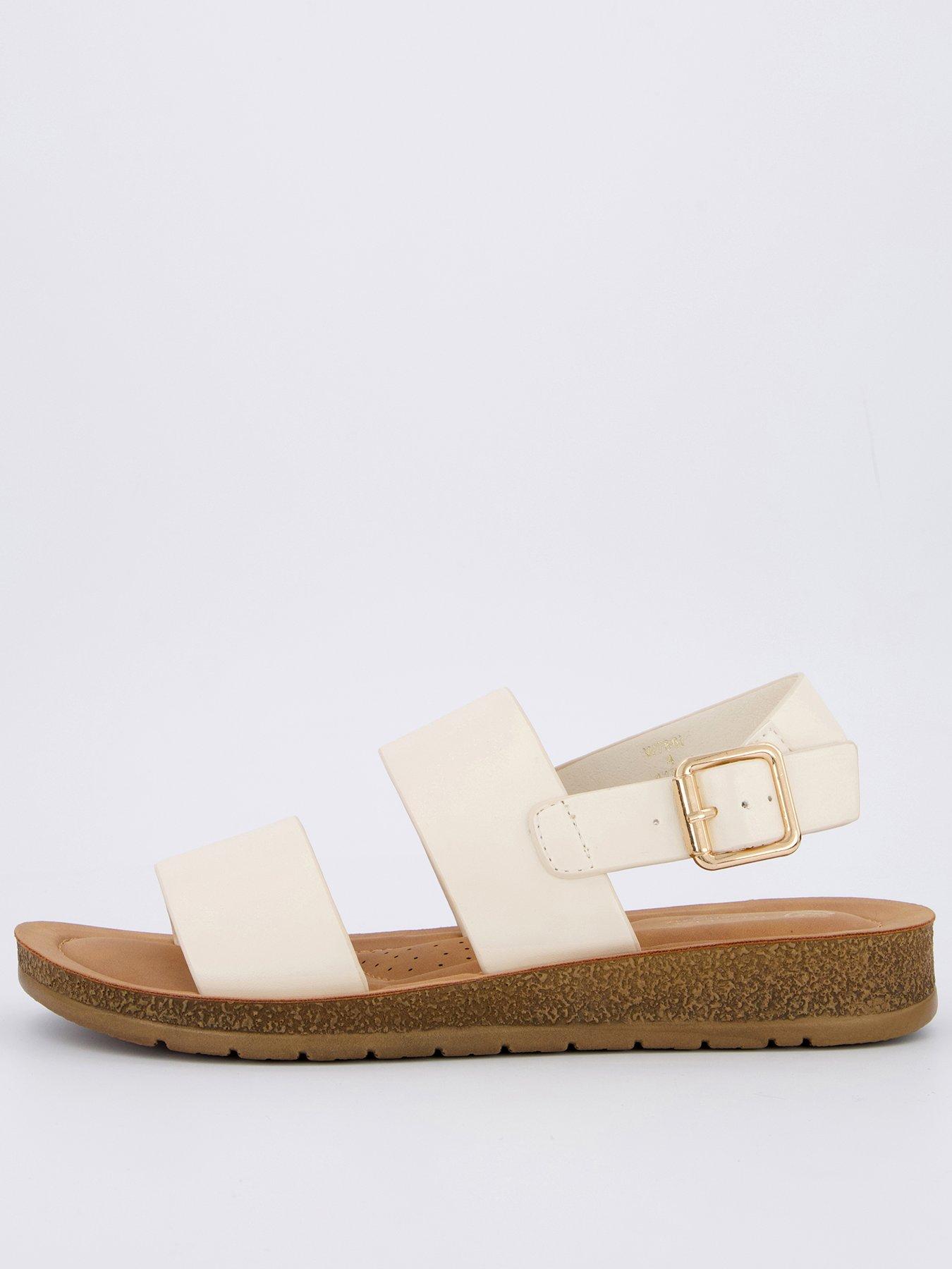 V by Very Comfort Comfort Twin Strap Sandals - Cream