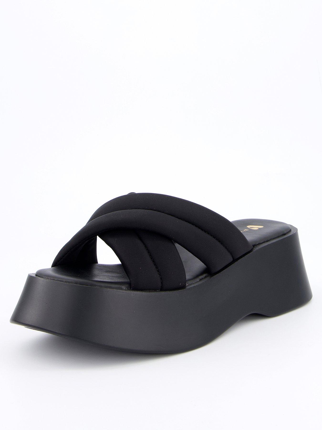Image 2 of 7 of V by Very Flatform Padded Cross Strap Sandals - Black