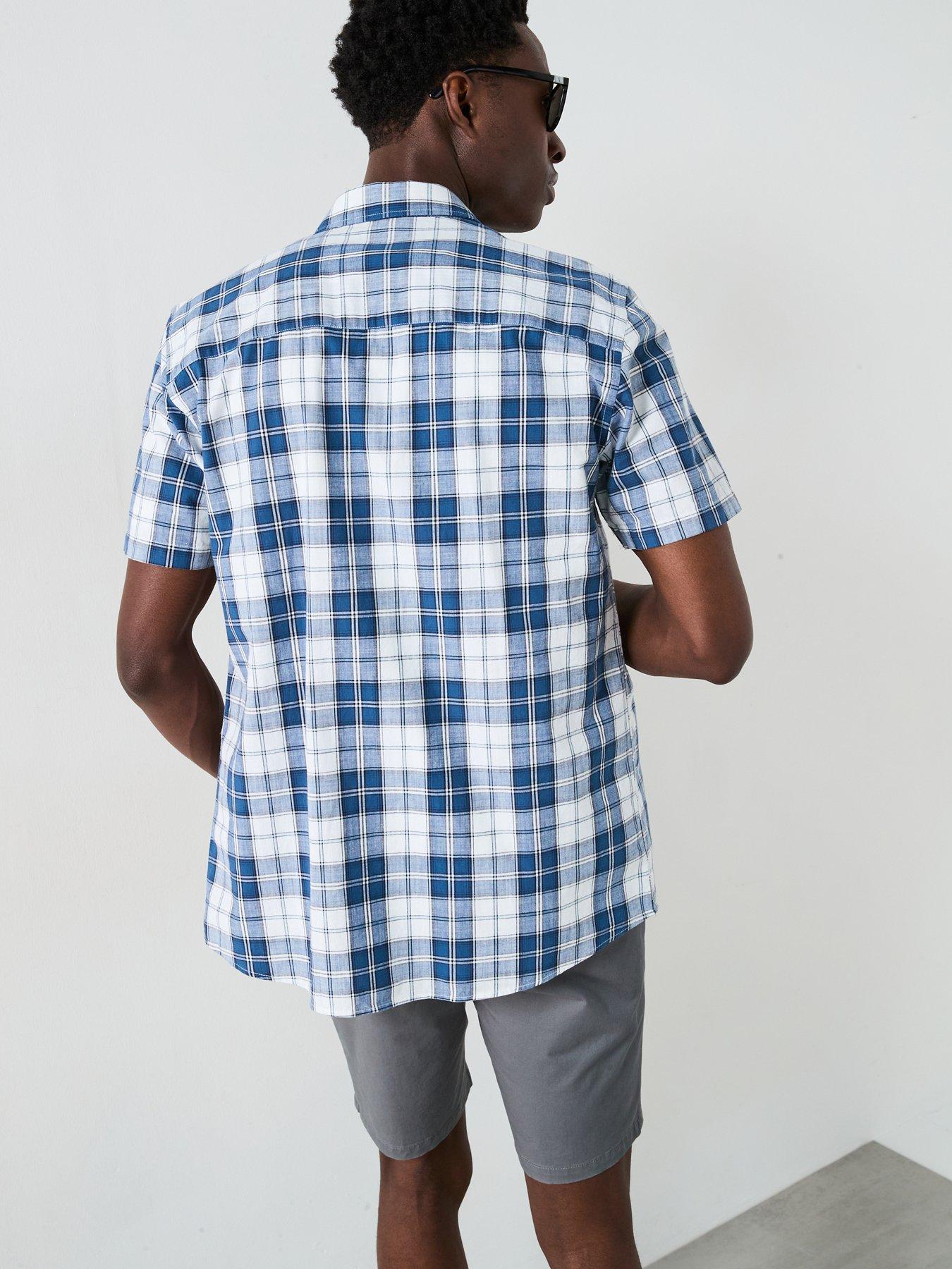 Image 2 of 6 of Very Man Short Sleeve Check Shirt - Navy