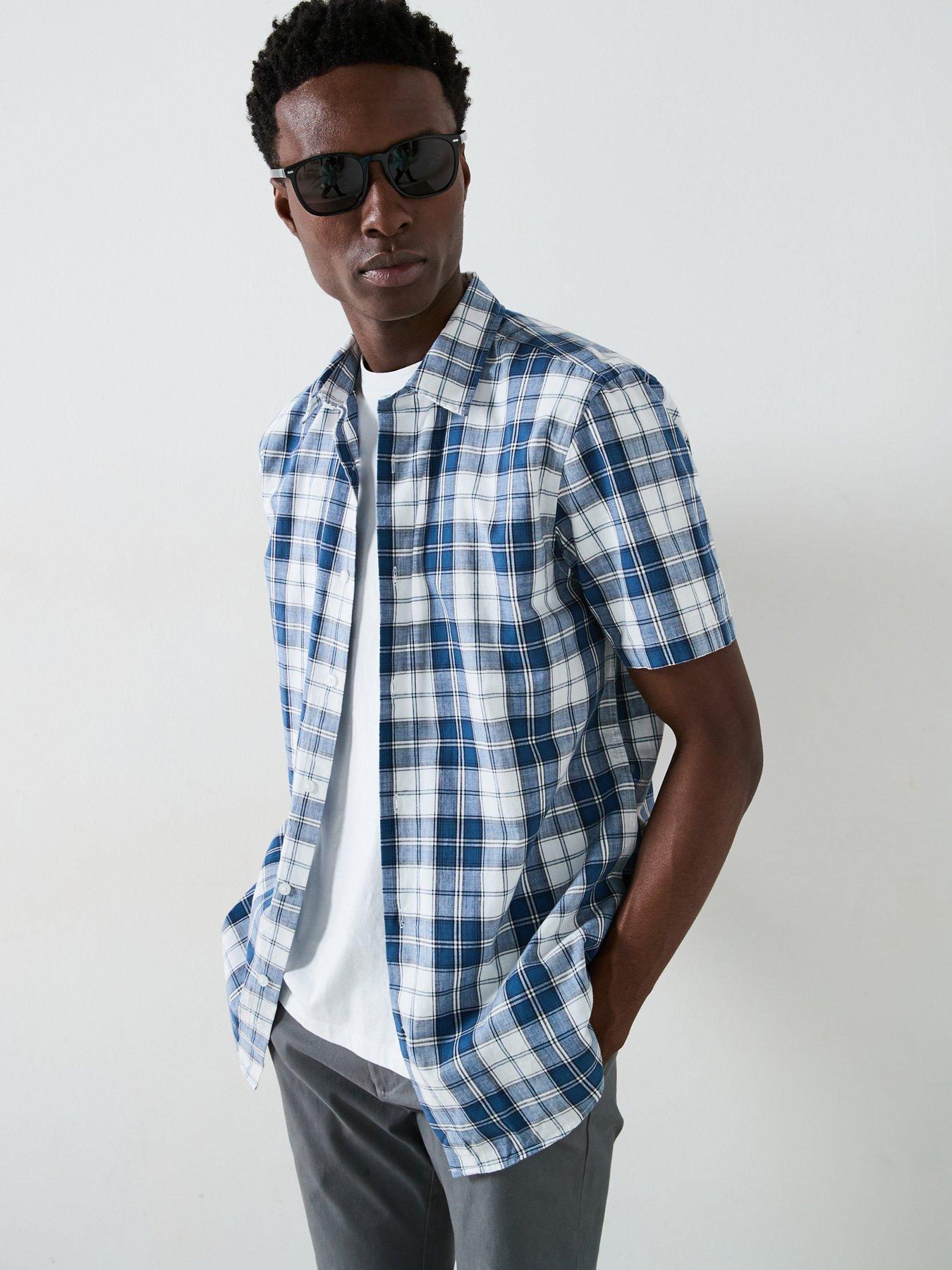 Image 4 of 6 of Very Man Short Sleeve Check Shirt - Navy