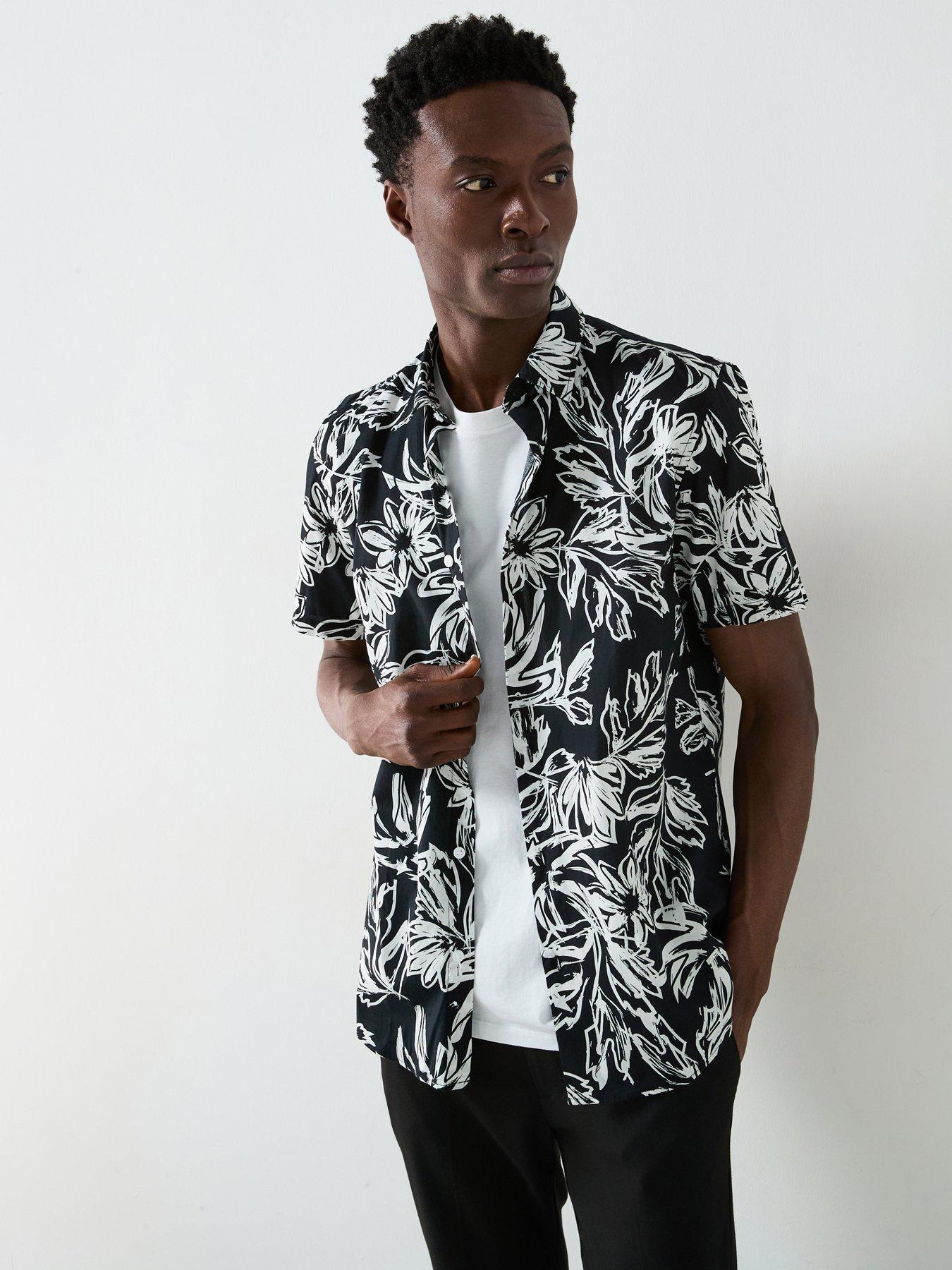 Image of Very Man Short Sleeve Printed Shirt - Black/White