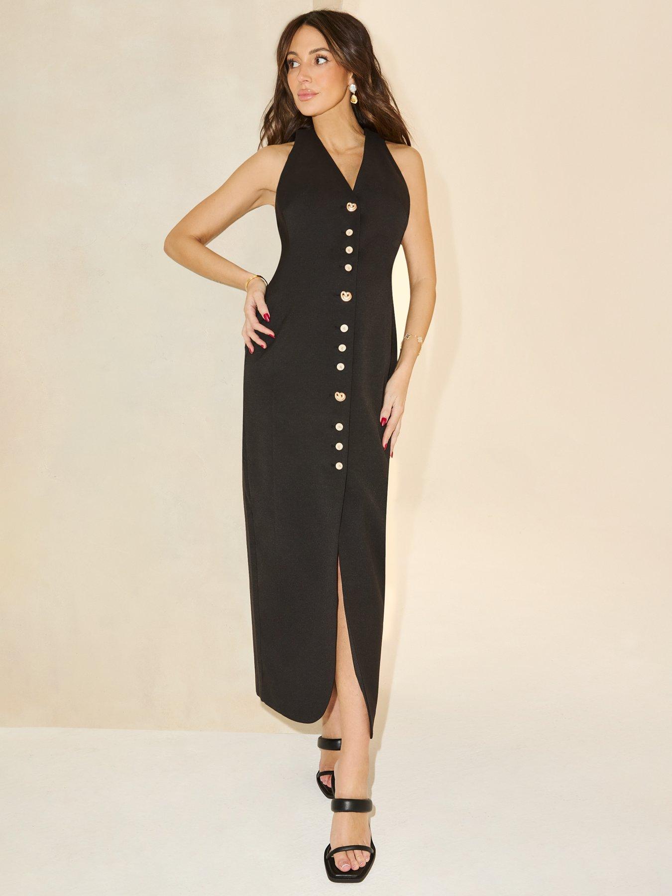 Michelle Keegan Tailored Multi Button Dress - Black