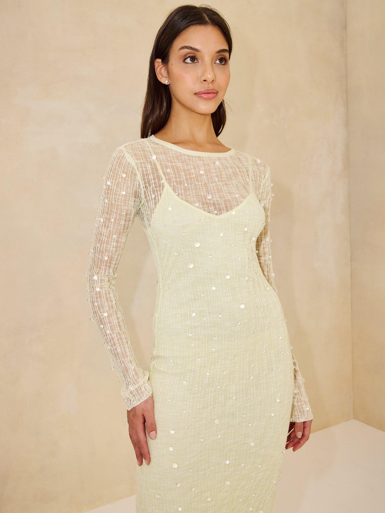michelle bodycon knitted colourblock midi dress Beige Dusk Colour Block Knit Stretch Midi Dress