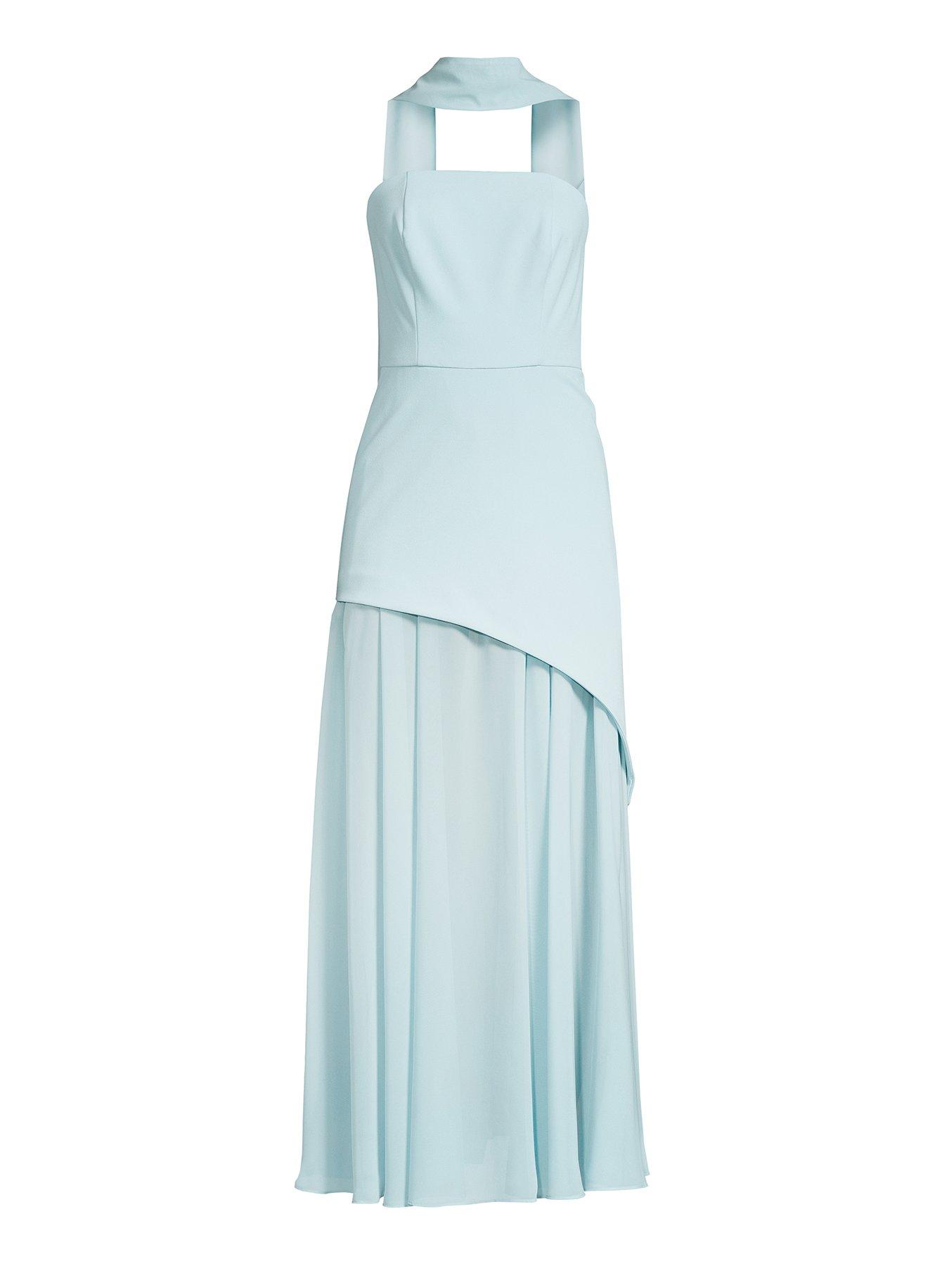 Michelle Keegan Bandeau Dress with Neck Scarf - Blue