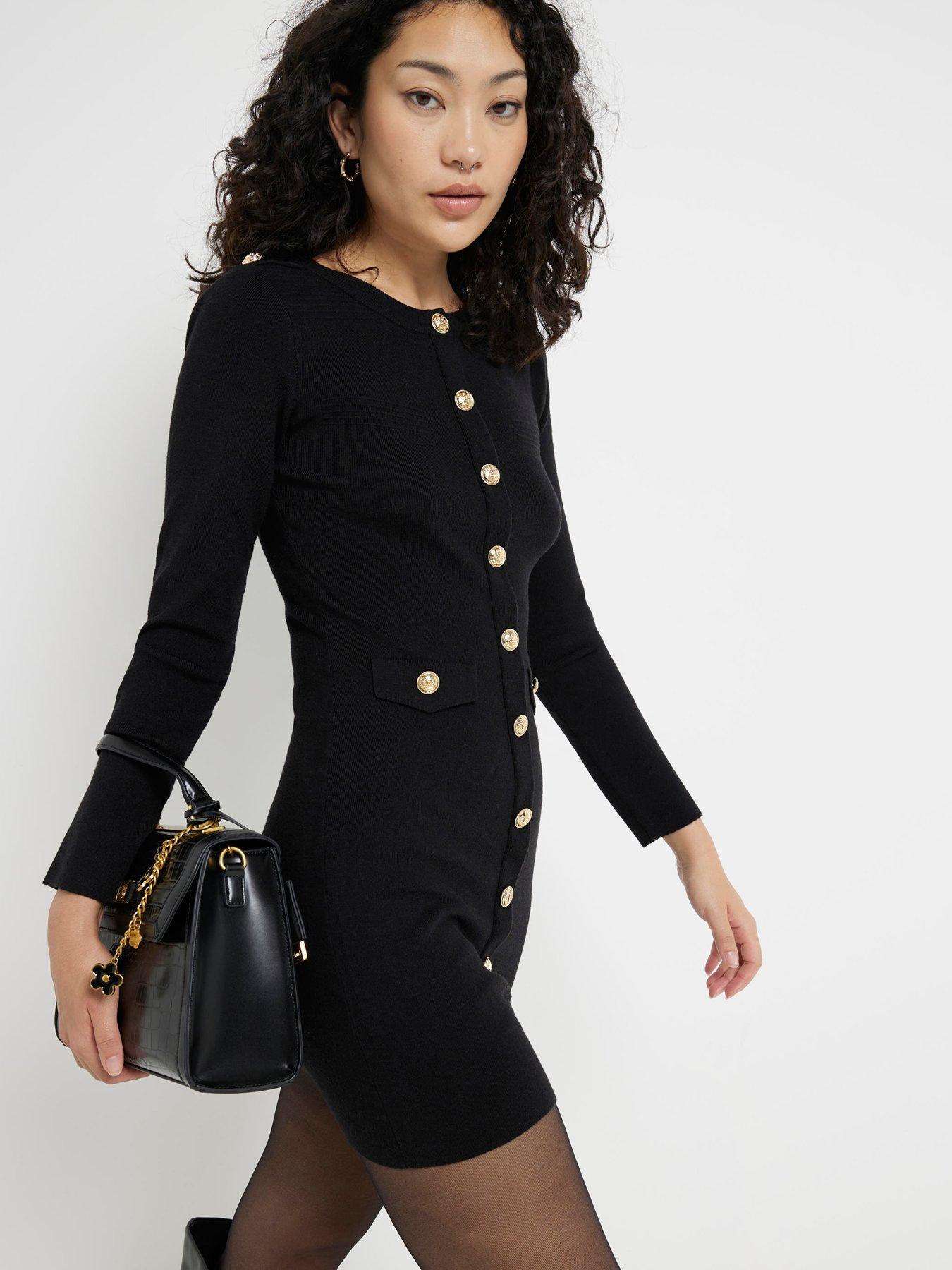 river-island-military-button-dress-black