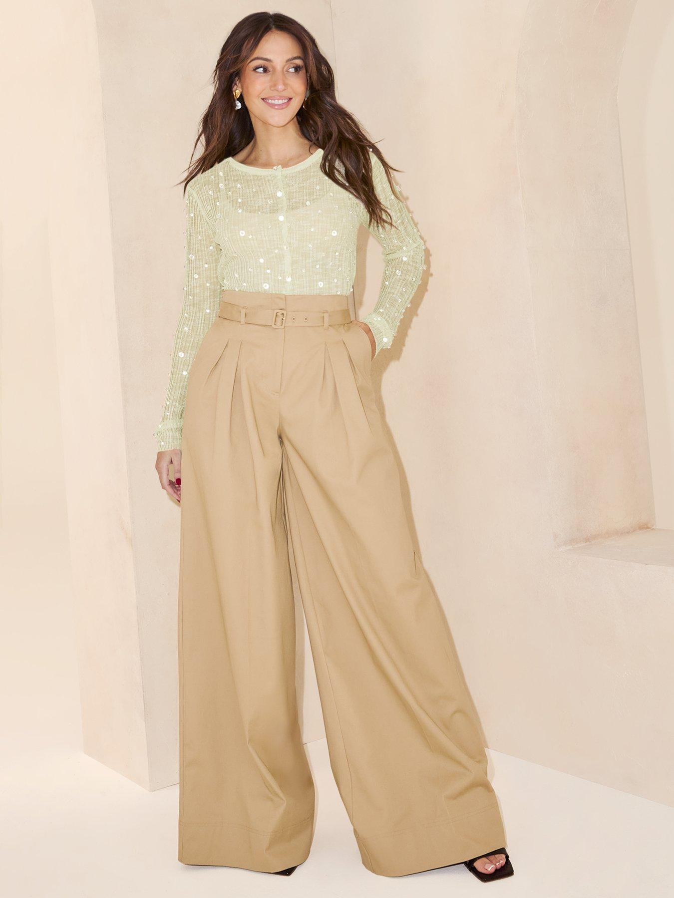 michelle-keegan-belted-extra-wide-leg-trousers-beige