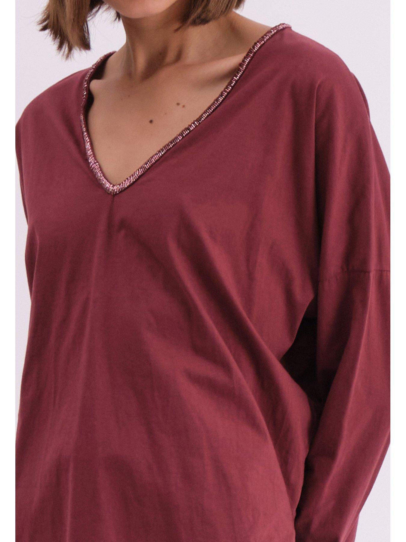 religion-long-sleeve-deep-v-neck-jersey-top-with-heavy-beaded-tonal-neck-line-purpledetail